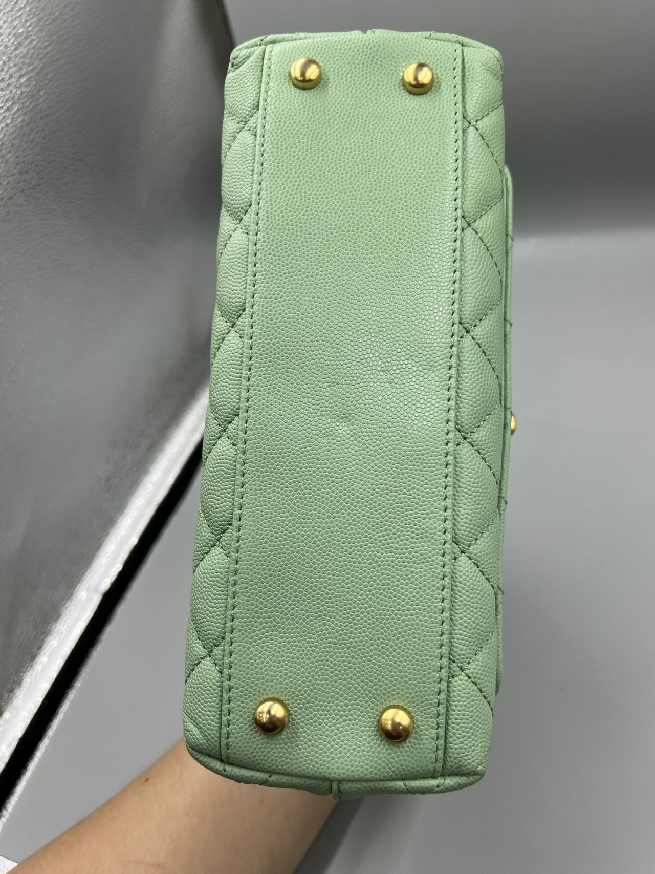 Chanel - Coco Handle Flap Bag - Grained calfskin leather - Pastel Green with Gold-Tone Hardware - (Small)