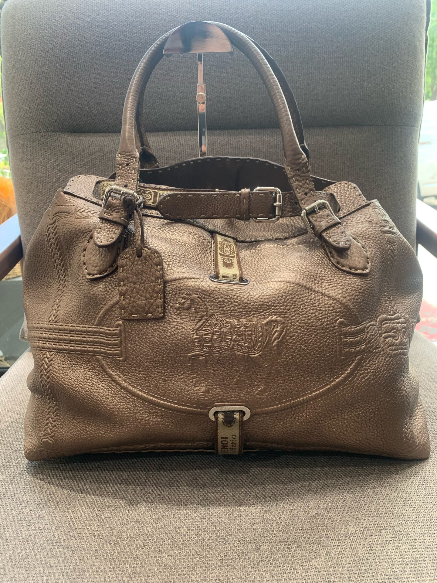 Fendi - Selleria War Horse Limited Edition - Pebbled metallic leather - Metallic Bronze - (Large)