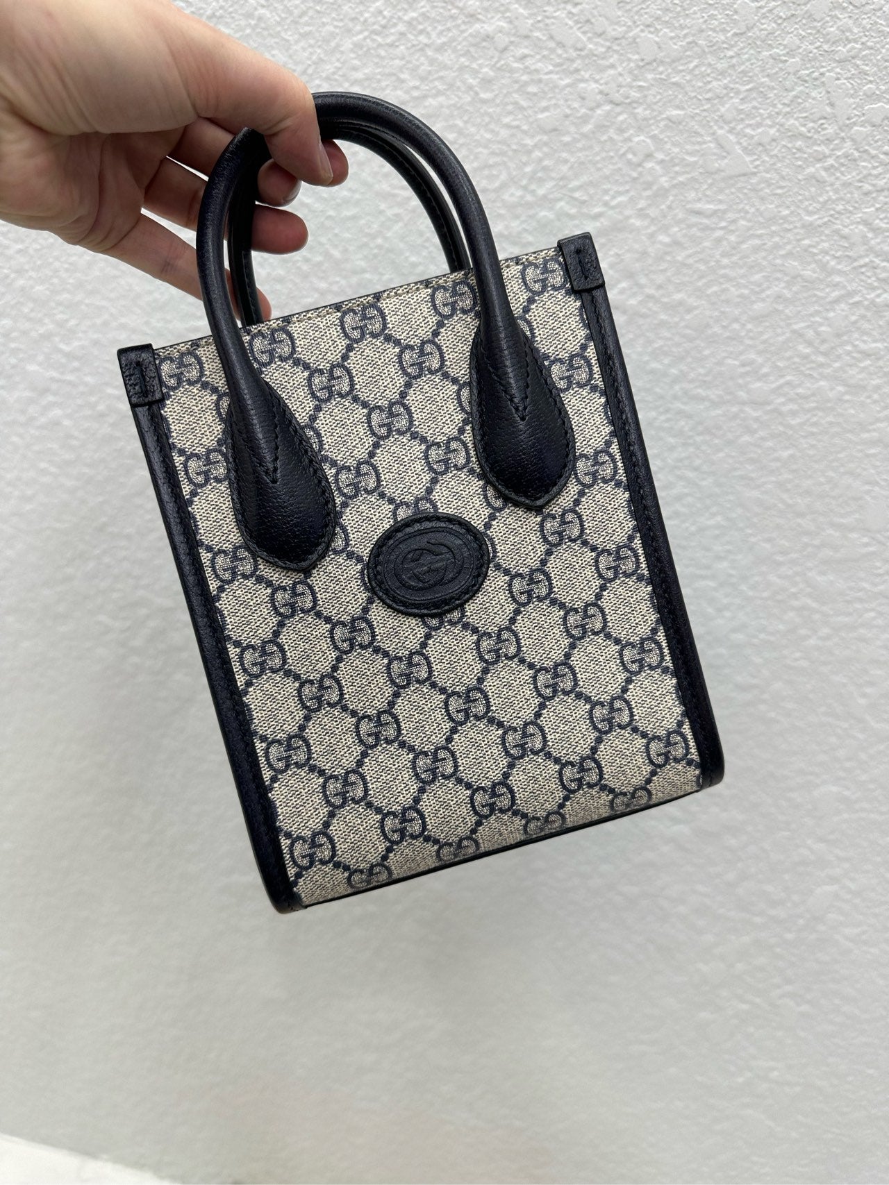 Gucci - Mini Tote - GG Supreme canvas with leather trim - Blue and Beige - (mini)
