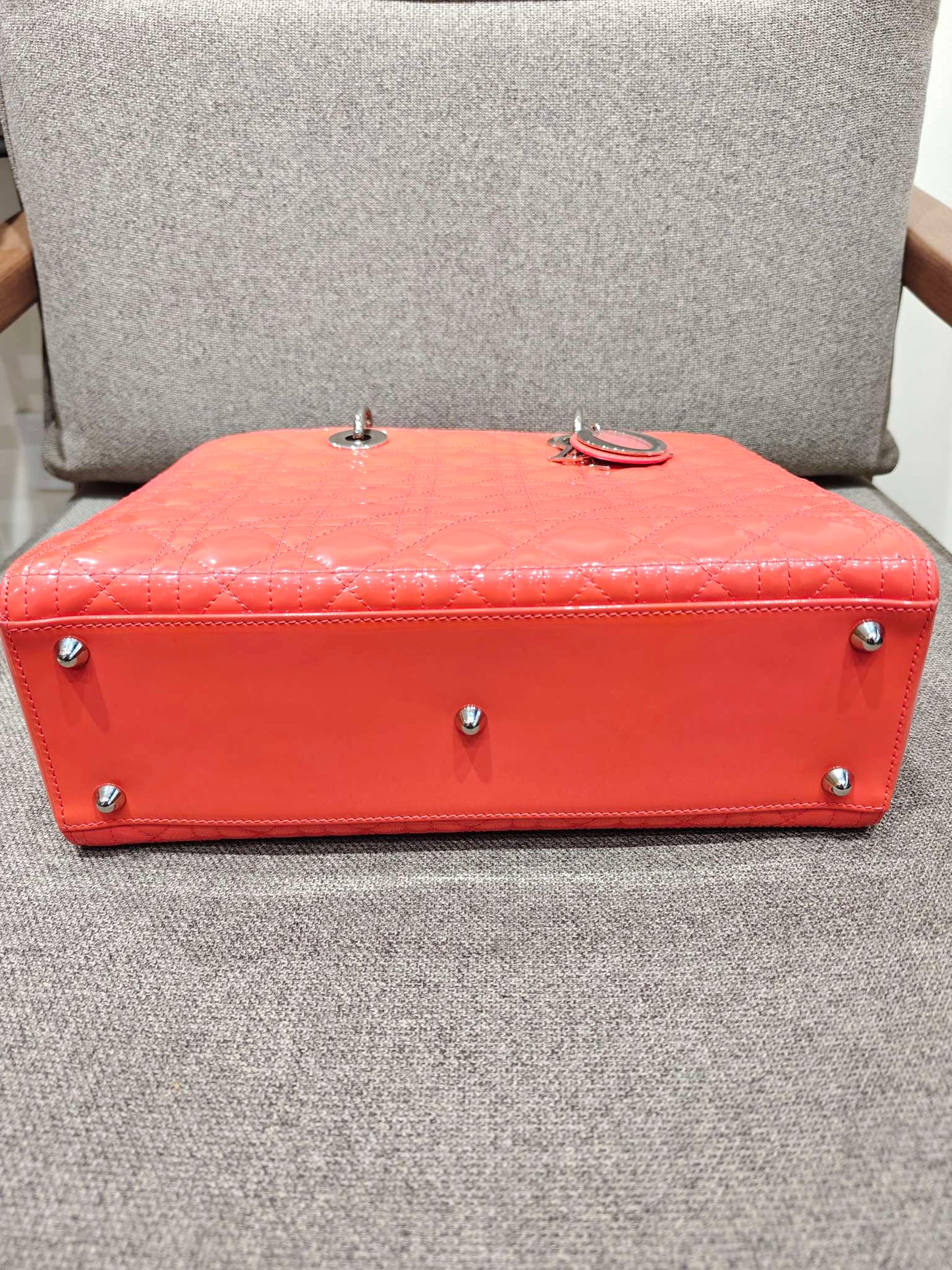 Dior - Lady Dior - Patent leather - Orange - (large)