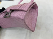 Balenciaga - Hourglass Bag XS - Patent leather with crocodile embossing - Pink with Silver-tone Hardware - (mini)