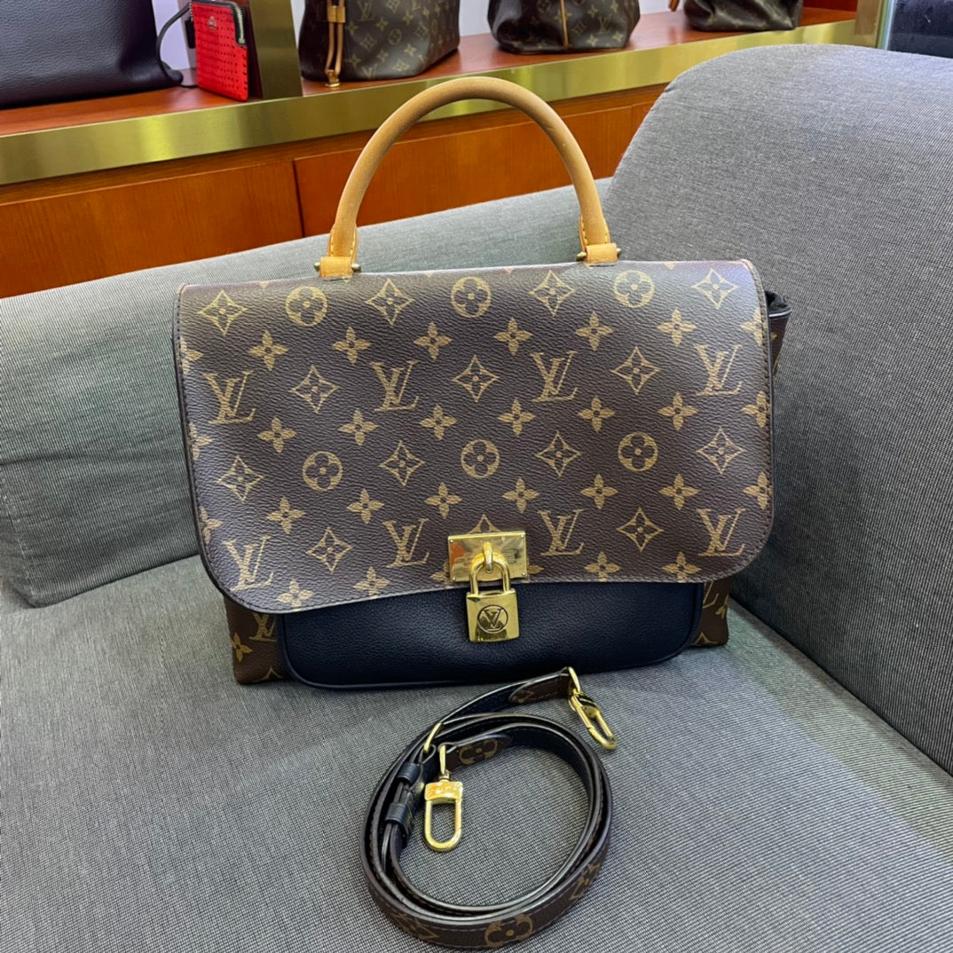 Louis Vuitton - Marignan - Monogram coated canvas with grained leather trim and Vachetta leather accents - Brown Monogram with Black - (medium)