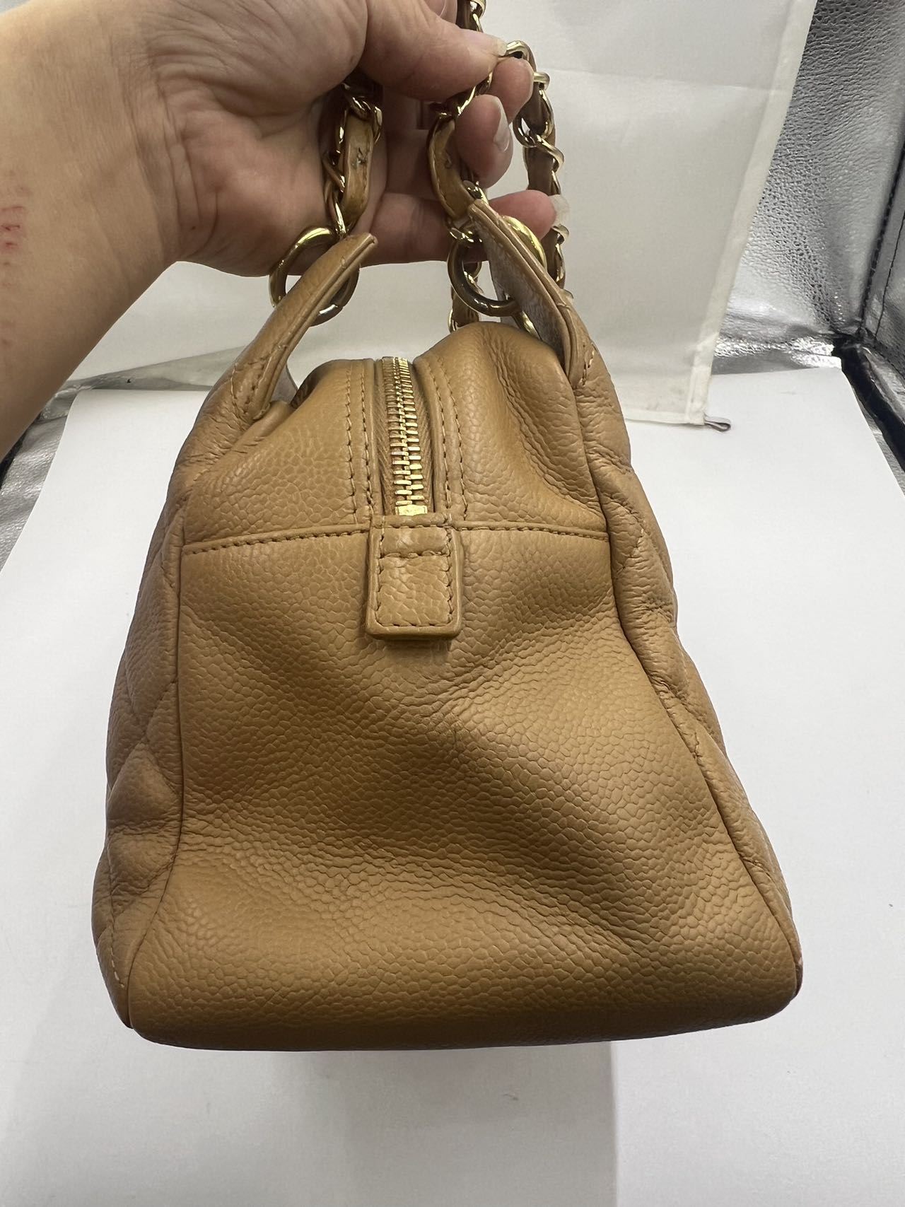 Chanel - Timeless Bowling Bag - Grained leather - Ginger Yellow - (medium)