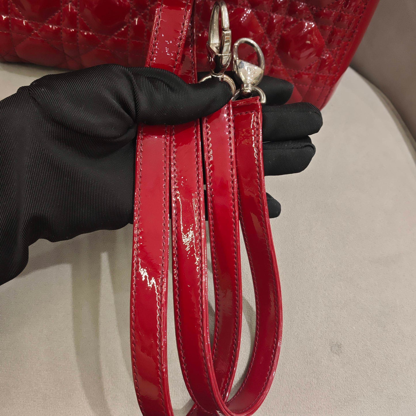 Dior - Lady Dior Medium - Patent leather - Red - (medium)