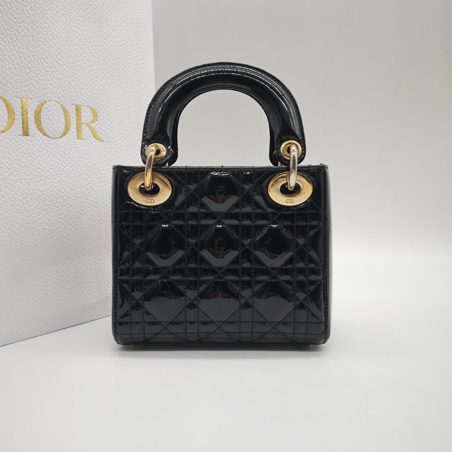 Dior - Lady Dior Mini - Patent leather - Black - (Mini)
