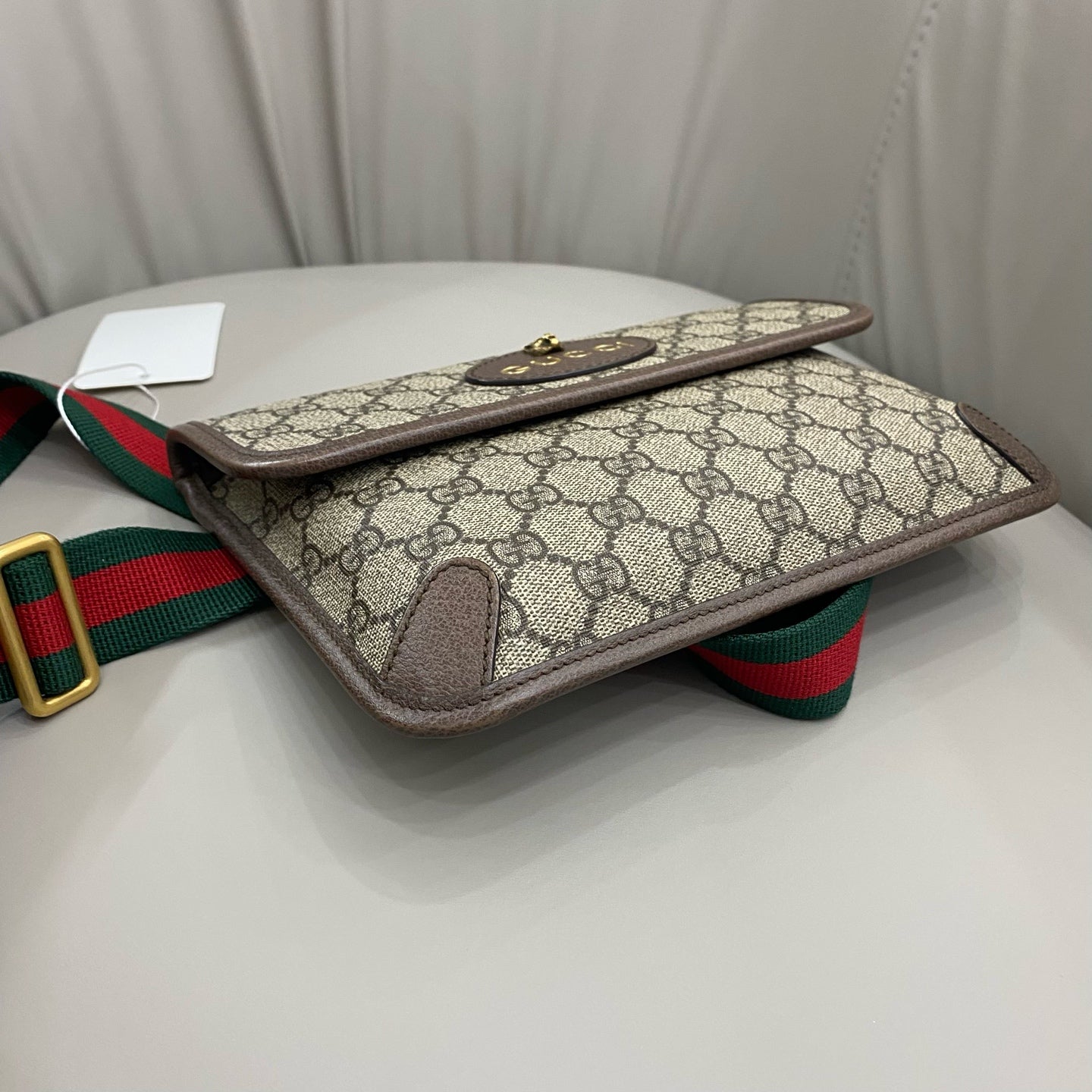 Gucci - GG Supreme Canvas Belt Bag - GG Supreme coated canvas with leather trim and Web stripe fabric strap - Beige - (small)