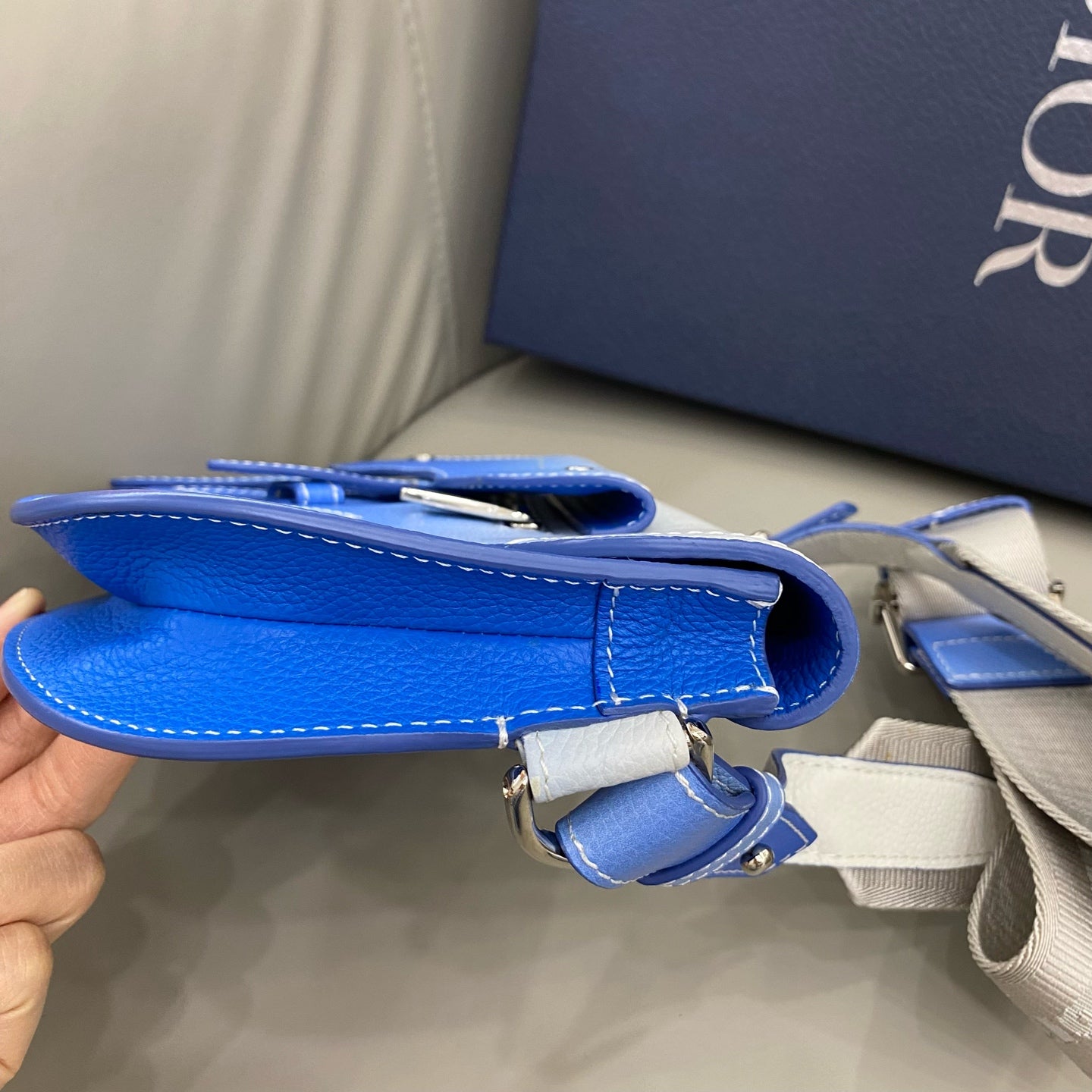 Dior - Saddle Belt Bag - Grained leather - Blue gradient - (Small)
