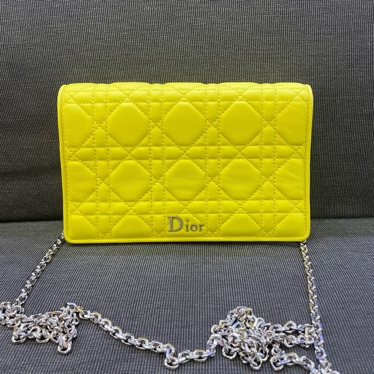 Dior - Lady Dior Wallet on Chain - Lambskin leather - Yellow - (mini)