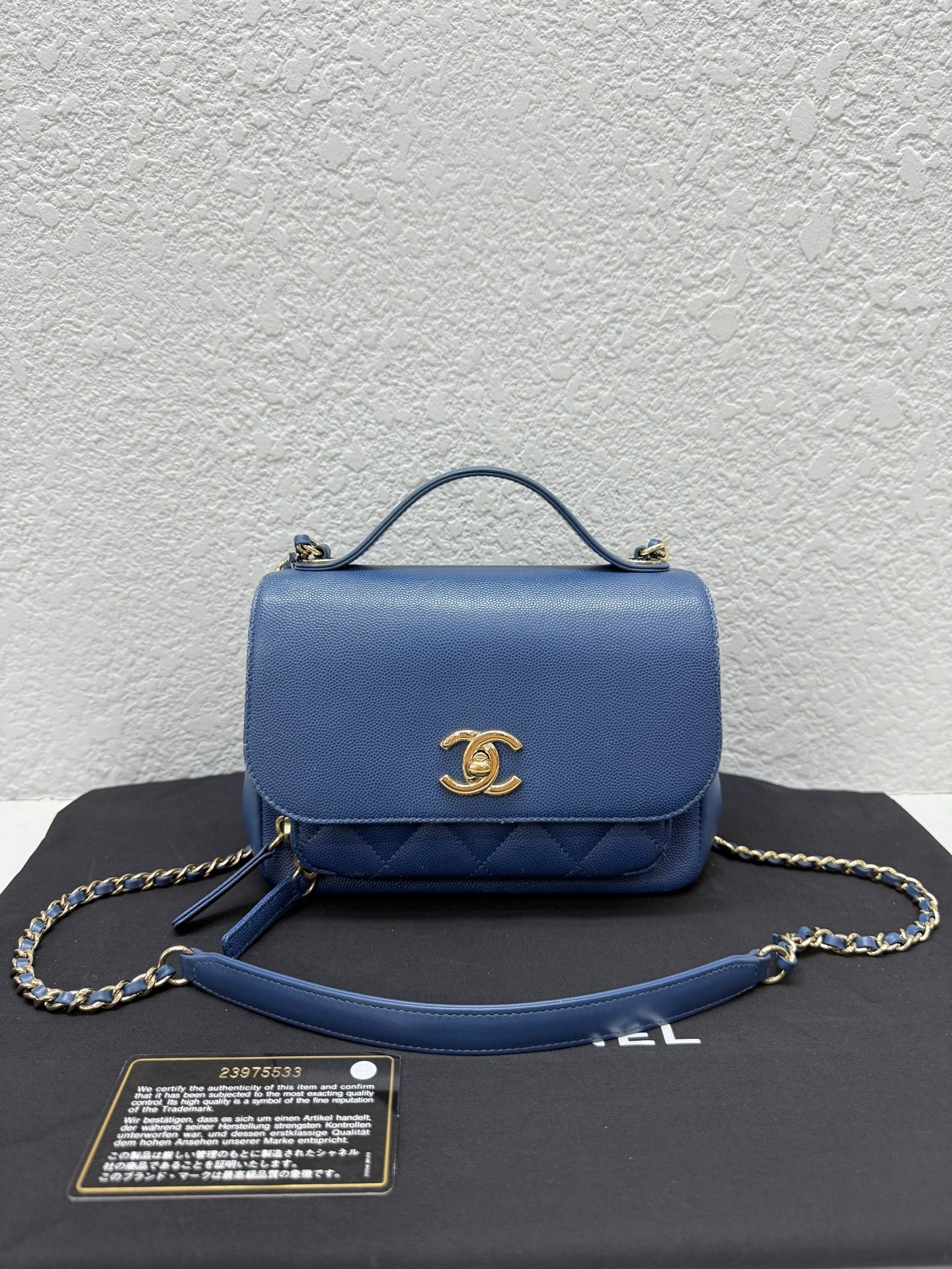 Chanel - Flap Bag with Top Handle - Caviar leather - Blue - (Small)