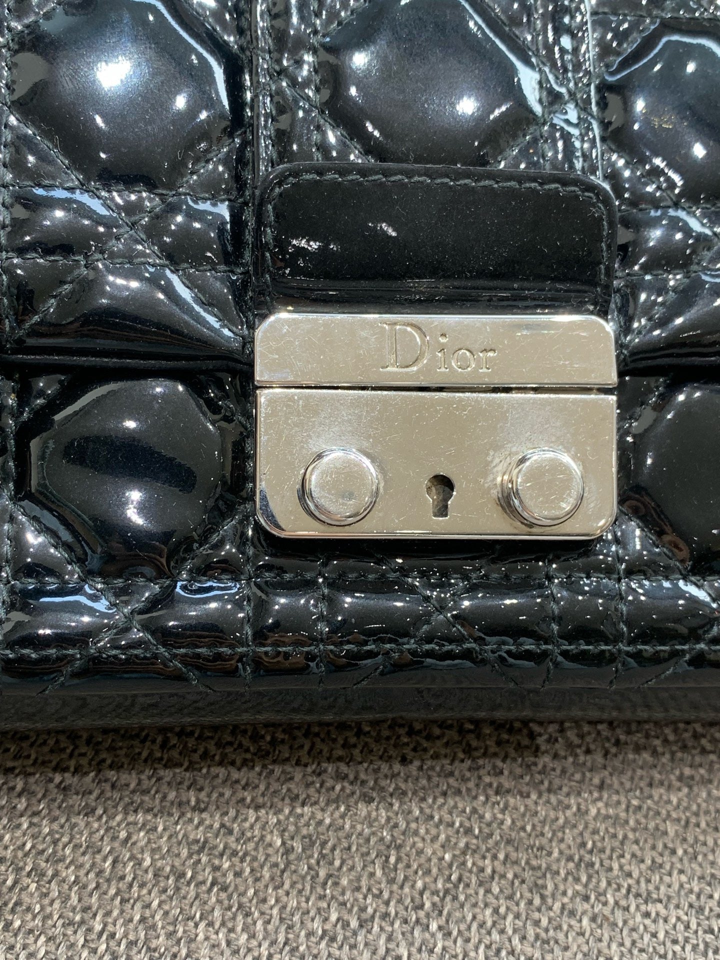 Dior - Lady Dior Wallet on Chain - Patent leather - Black - (mini)