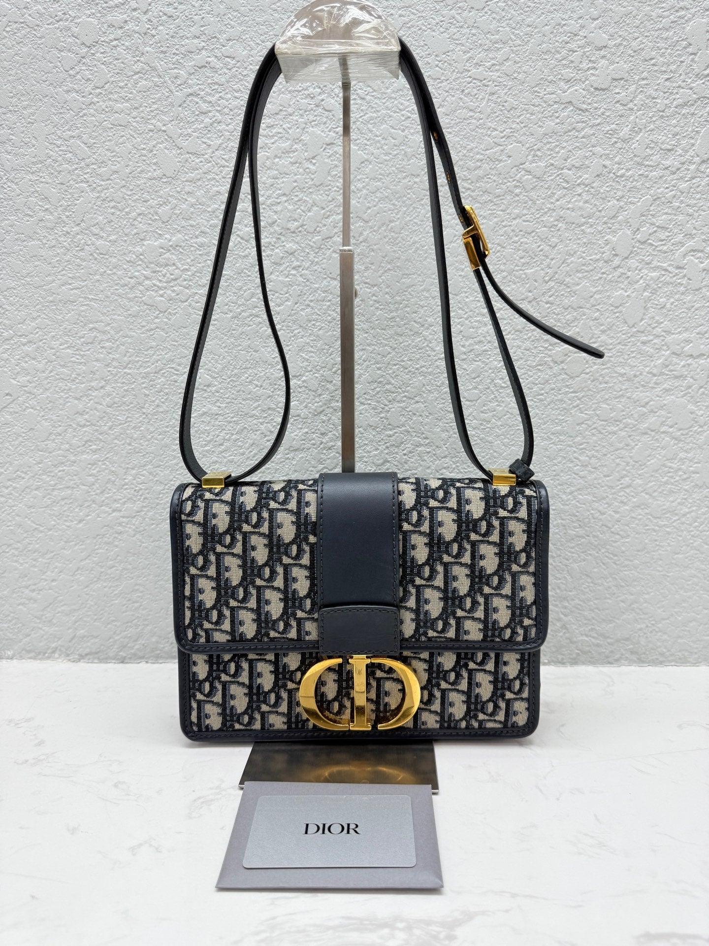 Dior - 30 Montaigne Flap Bag - Dior Oblique jacquard canvas with leather trim - Blue - (medium)