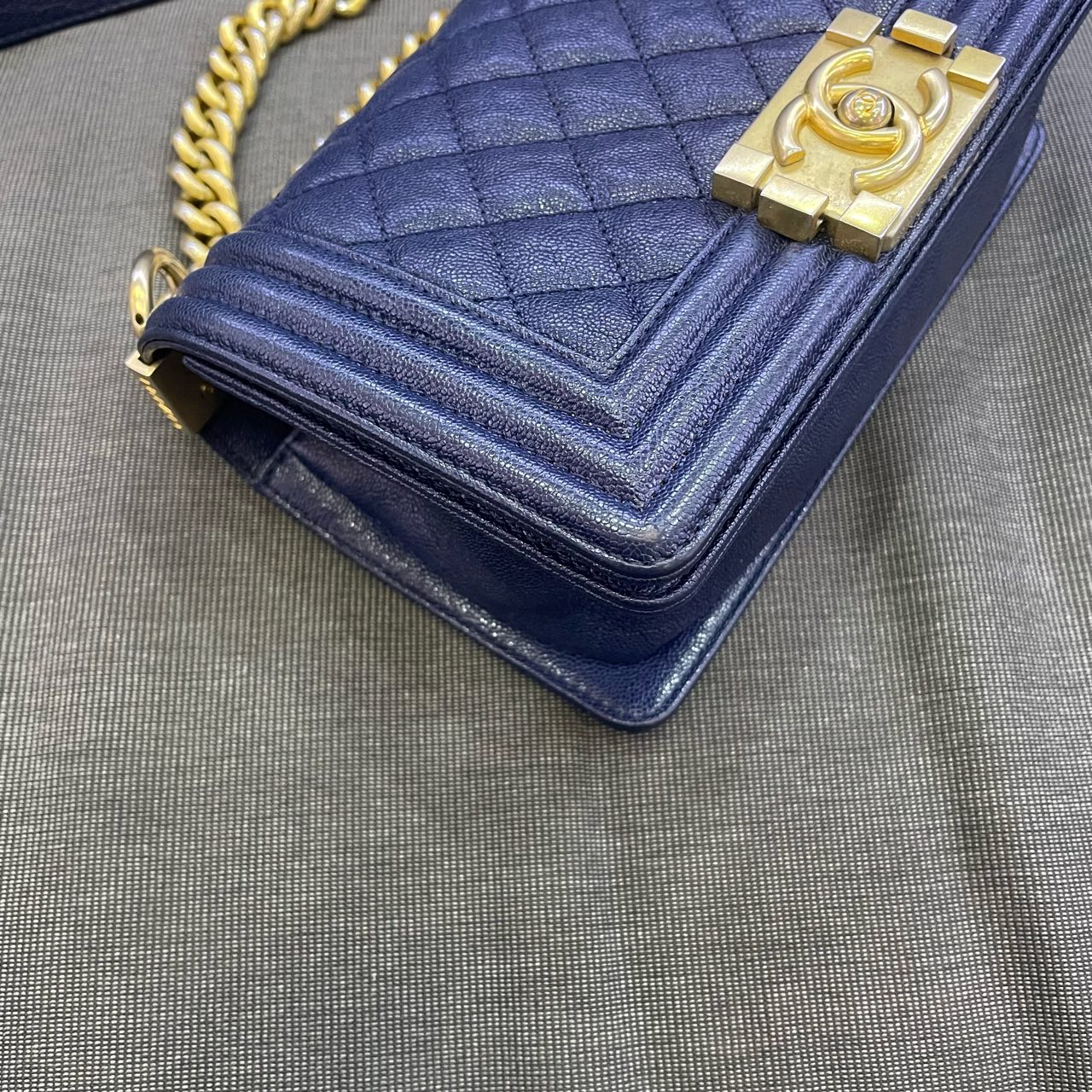 Chanel - Boy Bag Small - Caviar leather - Blue - (small)