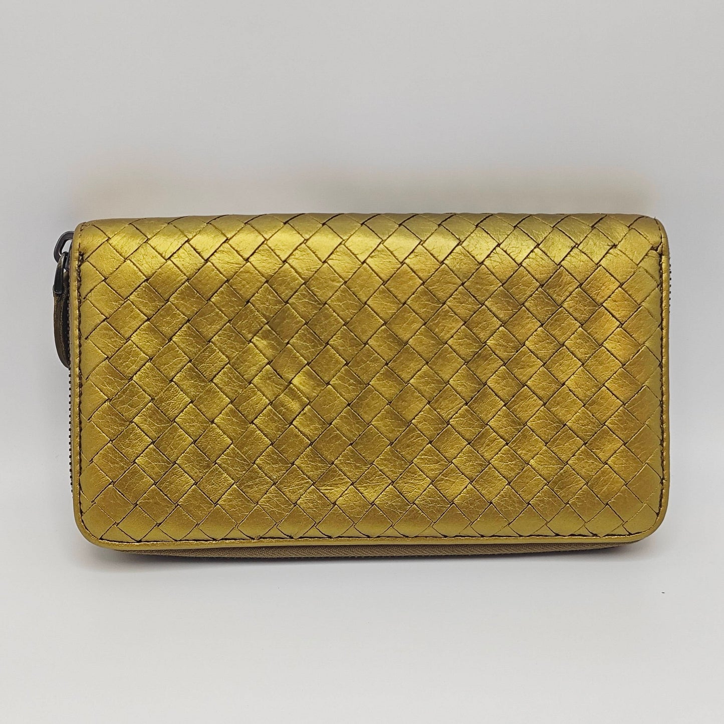 Bottega Veneta - Intrecciato Zip-Around Long Wallet - Leather - Gold - (medium)