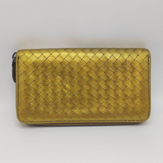Bottega Veneta - Intrecciato Zip-Around Long Wallet - Leather - Gold - (medium)