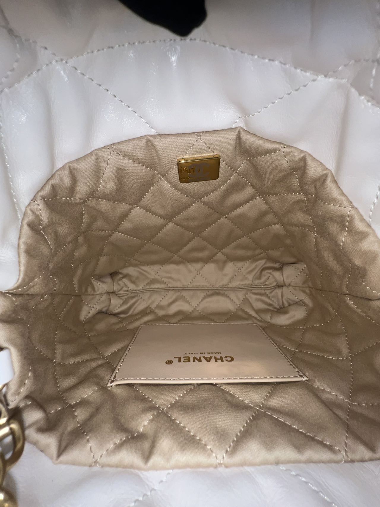 Chanel - 22 Bag Mini - Calfskin leather - White with Gold-Tone Hardware - (Mini)