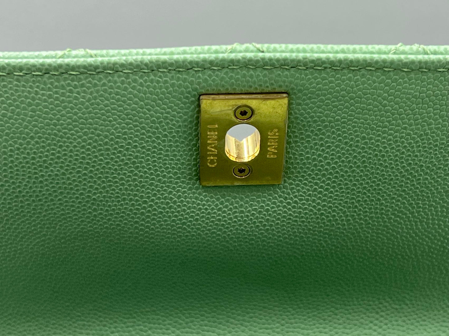 Chanel - Coco Handle Flap Bag - Grained calfskin leather - Pastel Green with Gold-Tone Hardware - (Small)