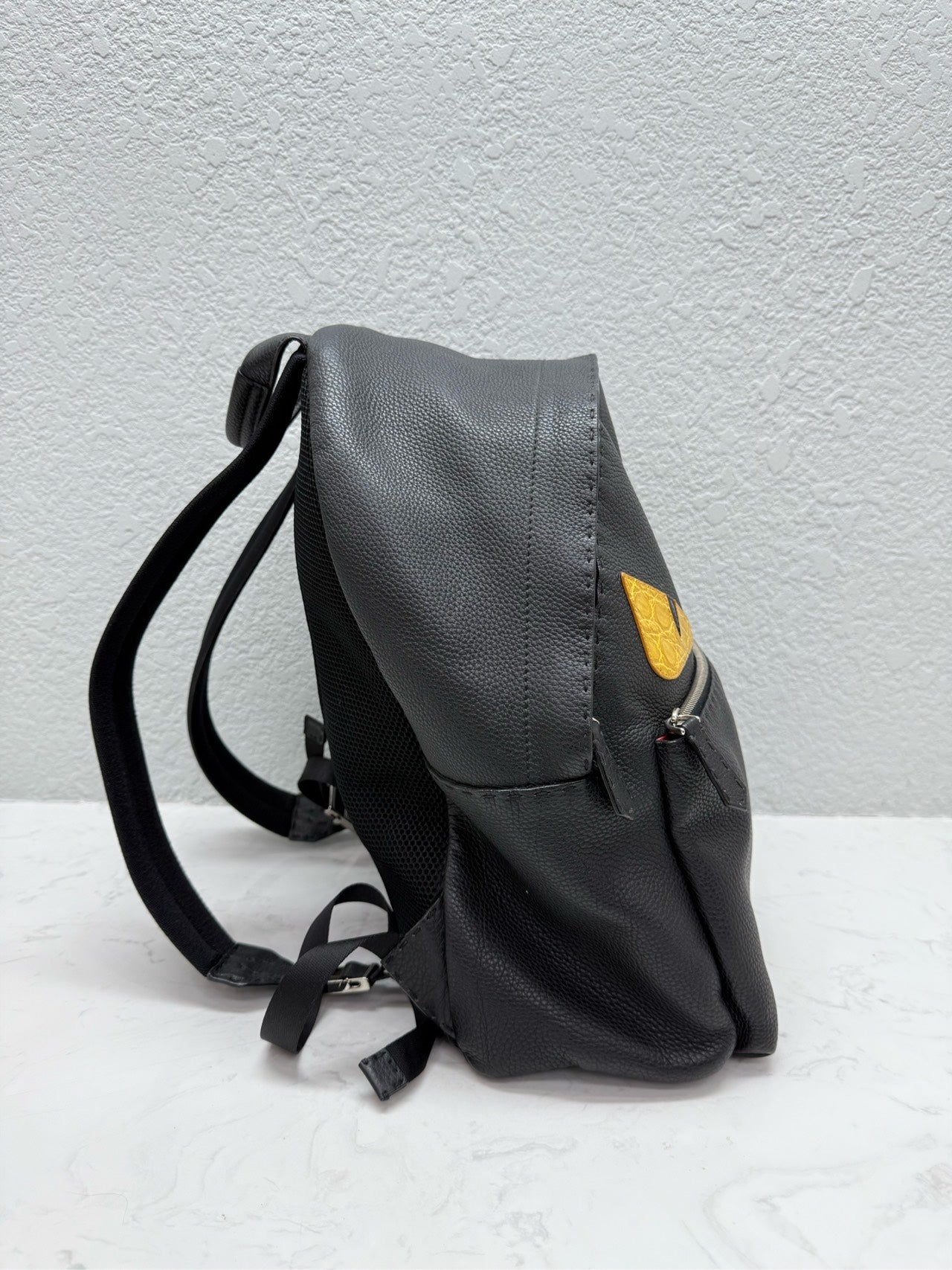 Fendi - Bag Bugs Monster Eyes Backpack - Grained leather with exotic crocodile leather accents - Black - (large)
