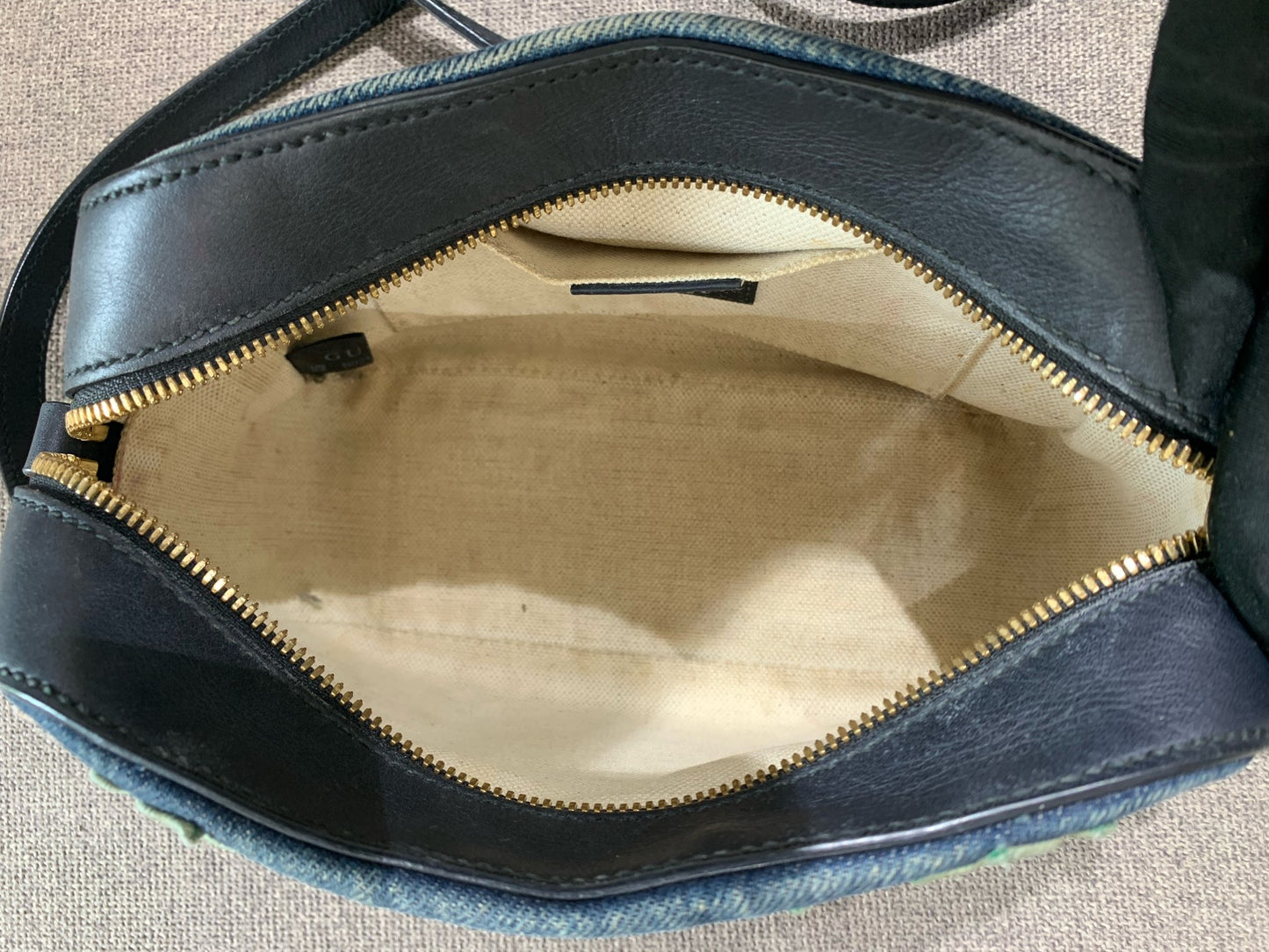 Gucci - Tiger Floral Embroidered Camera Bag - Denim and Leather - Blue - (small)