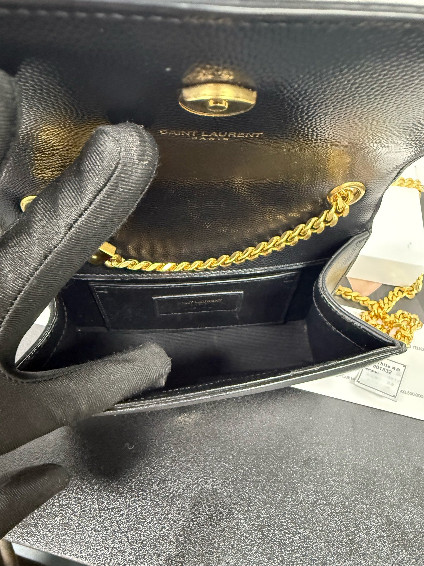 Saint Laurent - Mini Kate - Grained leather - Black with Gold-Tone Hardware - (mini)