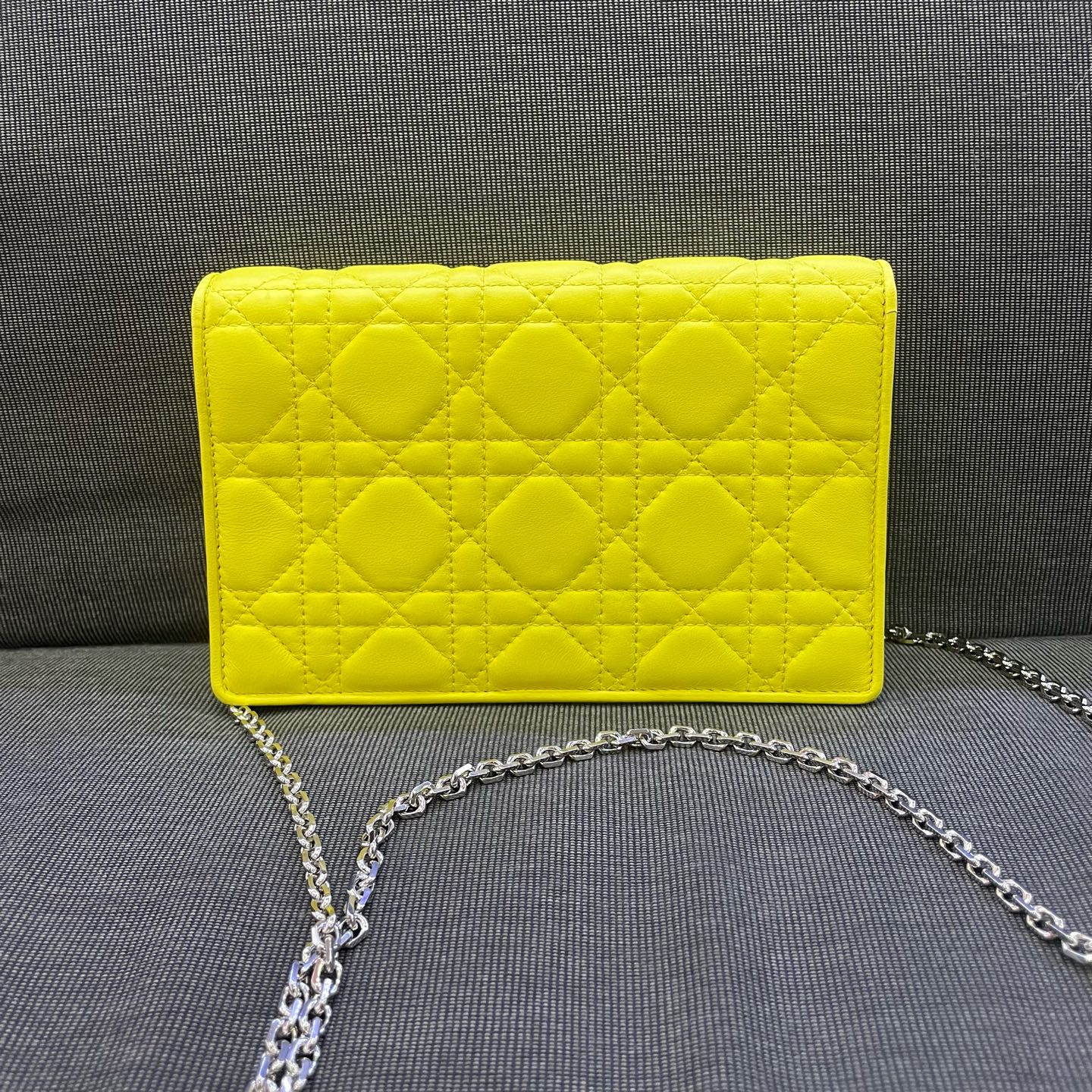 Dior - Lady Dior Wallet on Chain - Lambskin leather - Yellow - (mini)