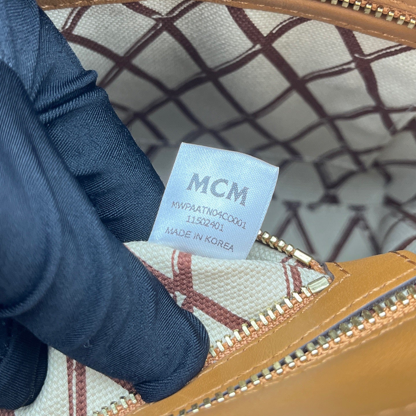 MCM - Mini Basket Tote - Visetos coated canvas with leather trim - Cognac - (mini)