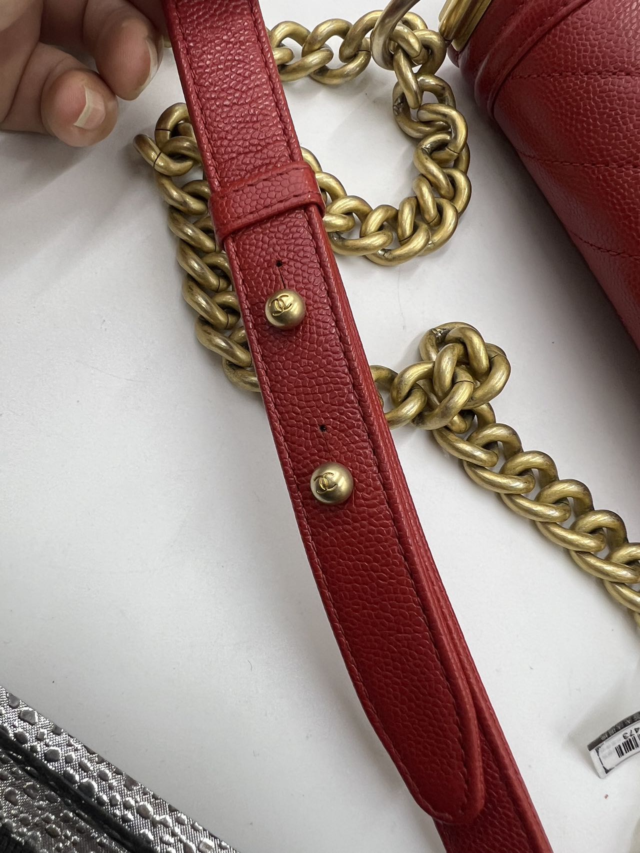 Chanel - Boy Bag - Grained calfskin leather - Red - (medium)