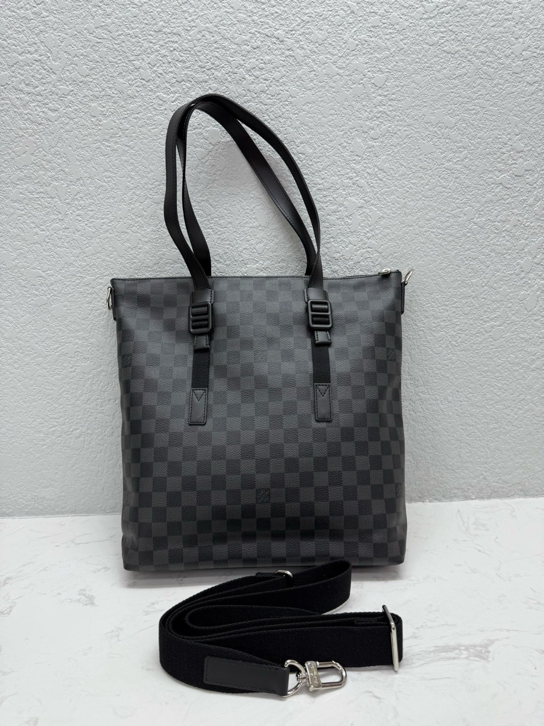 Louis Vuitton - Sac Plat PM - Damier Graphite coated canvas with leather trim - Black - (medium)