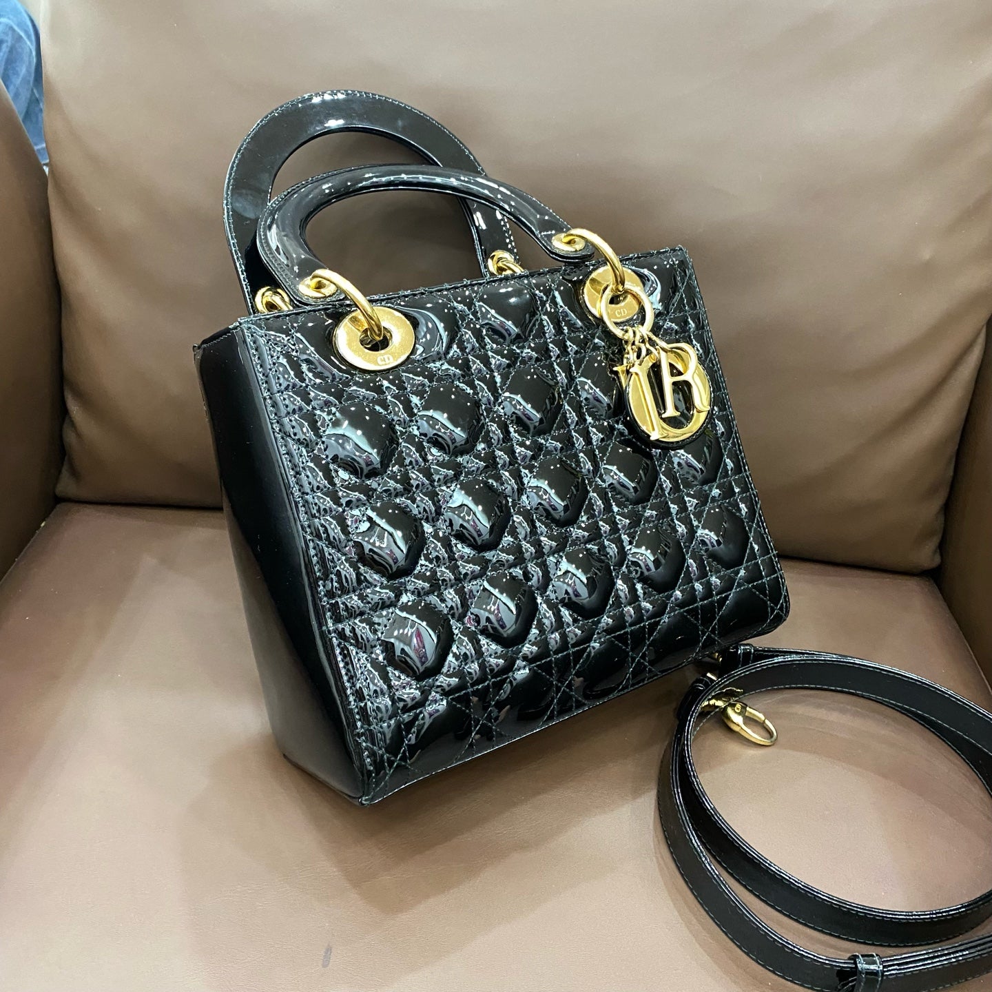 Dior - Lady Dior - Patent leather - Black - (medium)