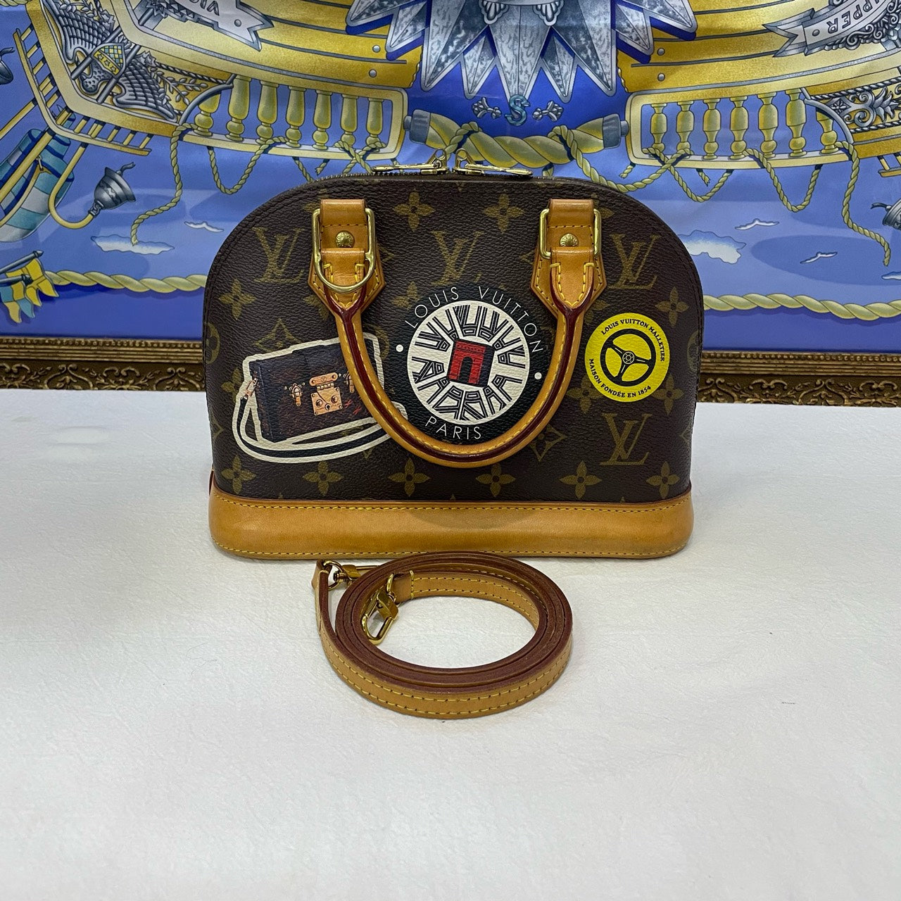 Louis Vuitton - Alma BB Limited Edition with Badges - Monogram coated canvas with Vachetta leather trim - Brown - (mini)