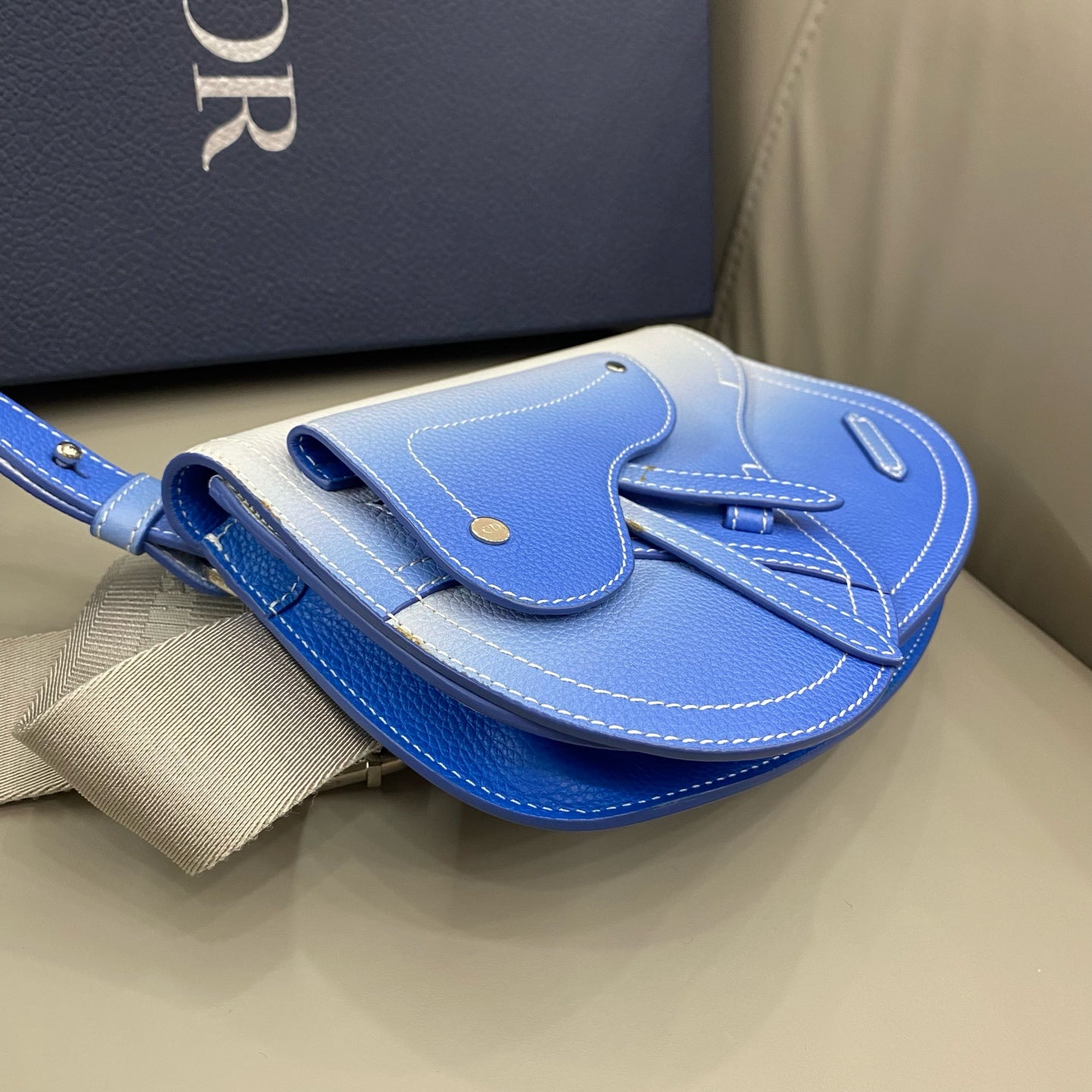Dior - Saddle Belt Bag - Grained leather - Blue gradient - (Small)