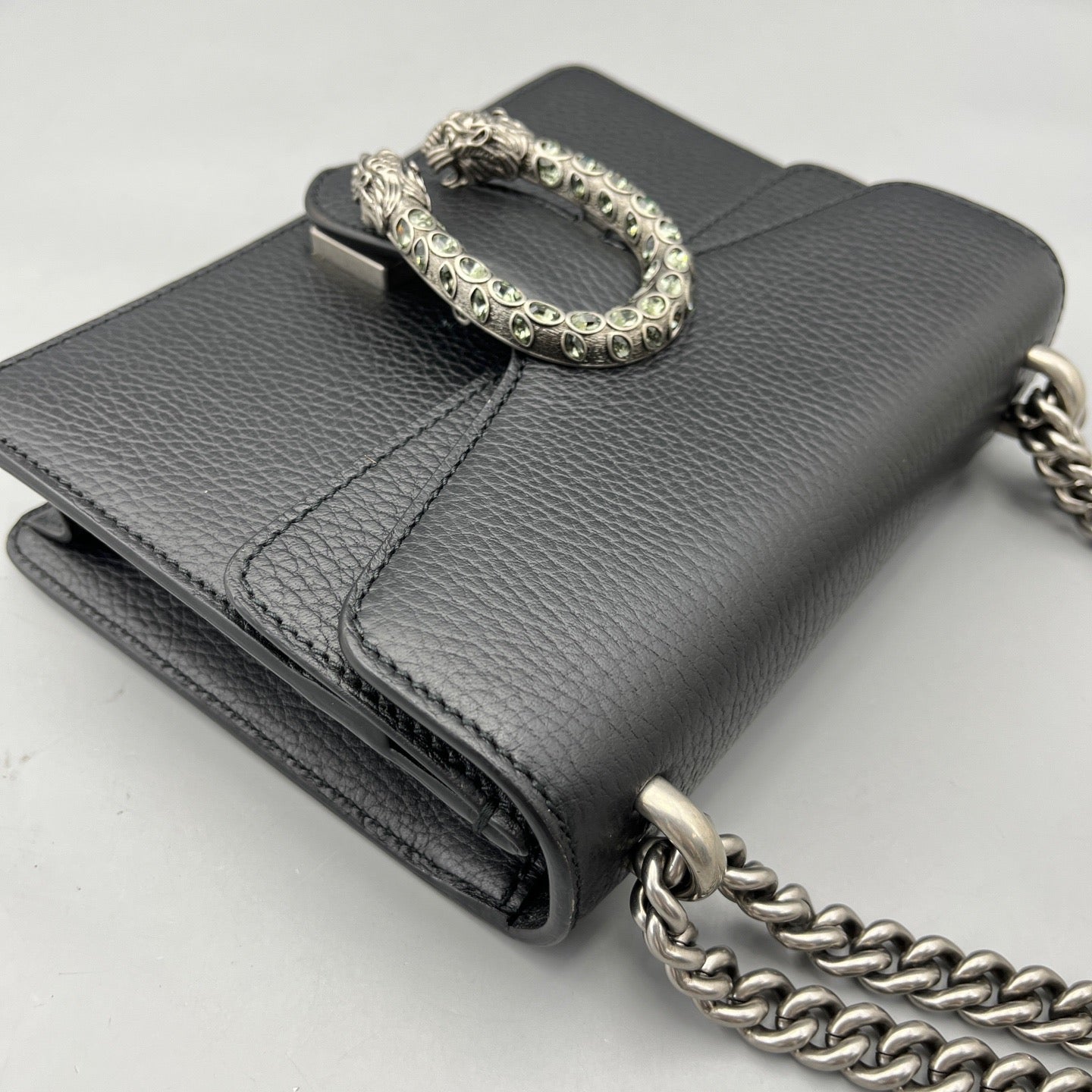 Gucci - Dionysus Small Shoulder Bag - Pebbled leather - Black - (Small)
