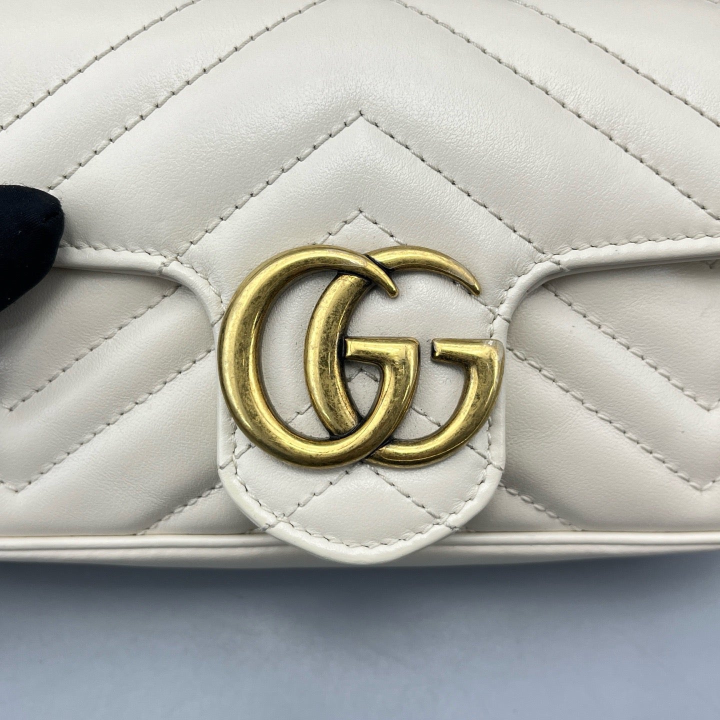 Gucci - Marmont Super Mini - Leather - White with Gold-Tone Hardware - (mini)