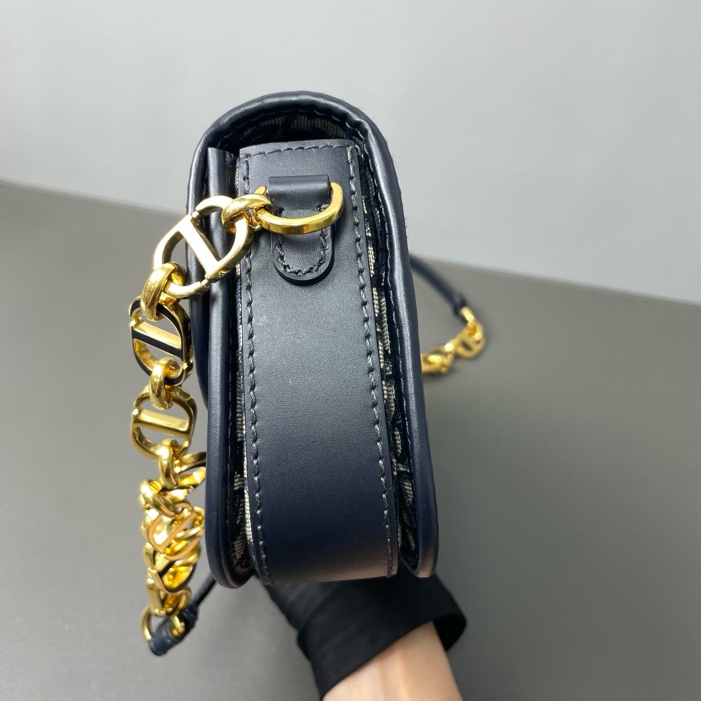 Dior - Montaigne Avenue Oblique Chain Bag - Oblique canvas with leather trim - Blue - (mini)