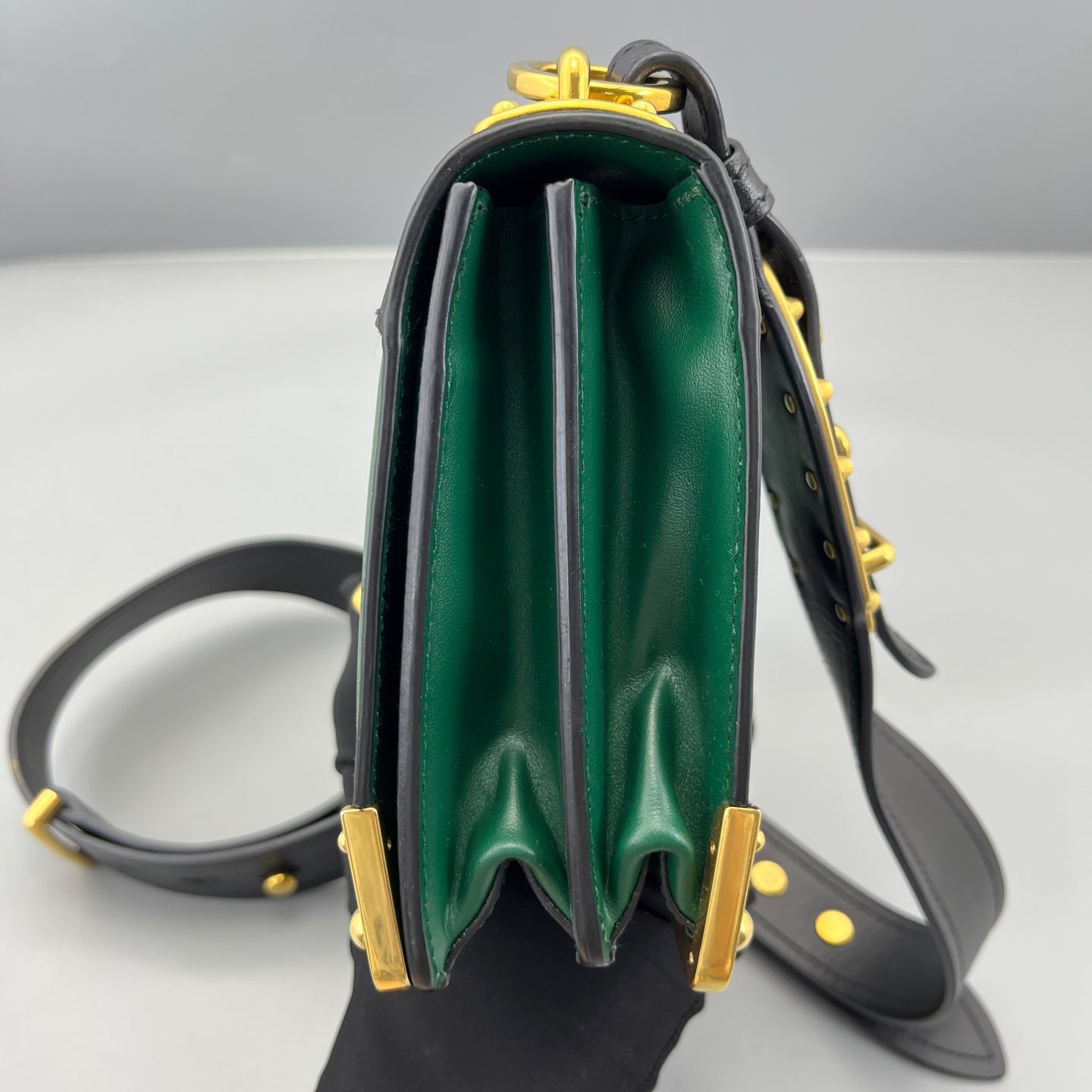 Prada - Cahier - Leather - Black and Green - (Small)