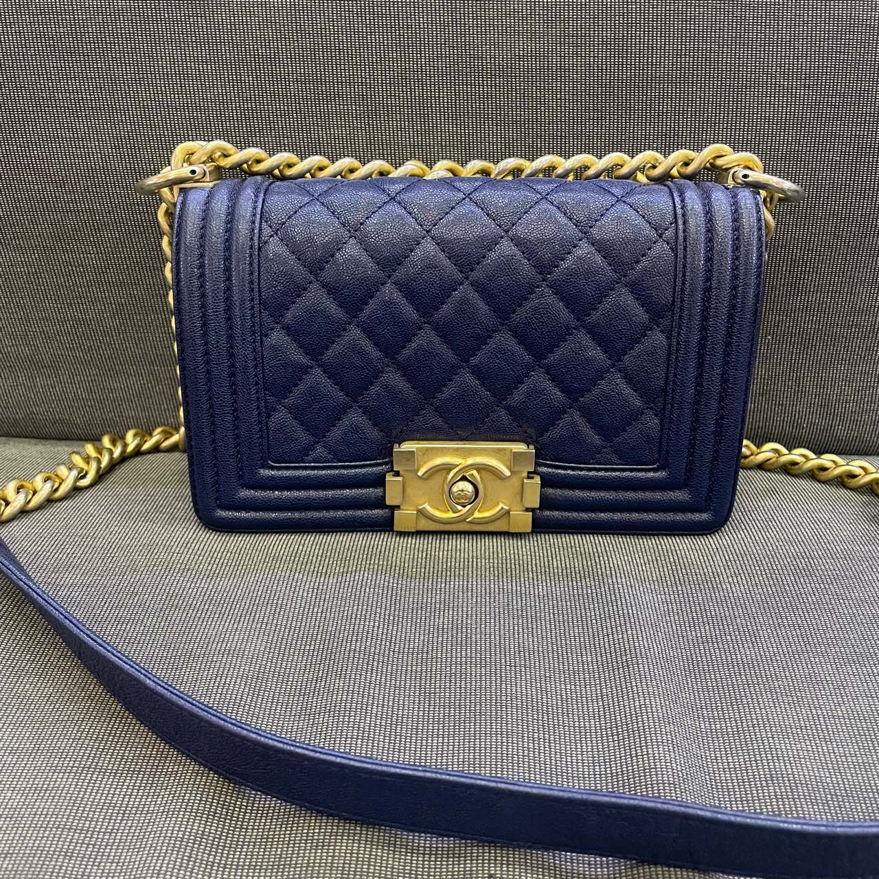 Chanel - Boy Bag Small - Caviar leather - Blue - (small)