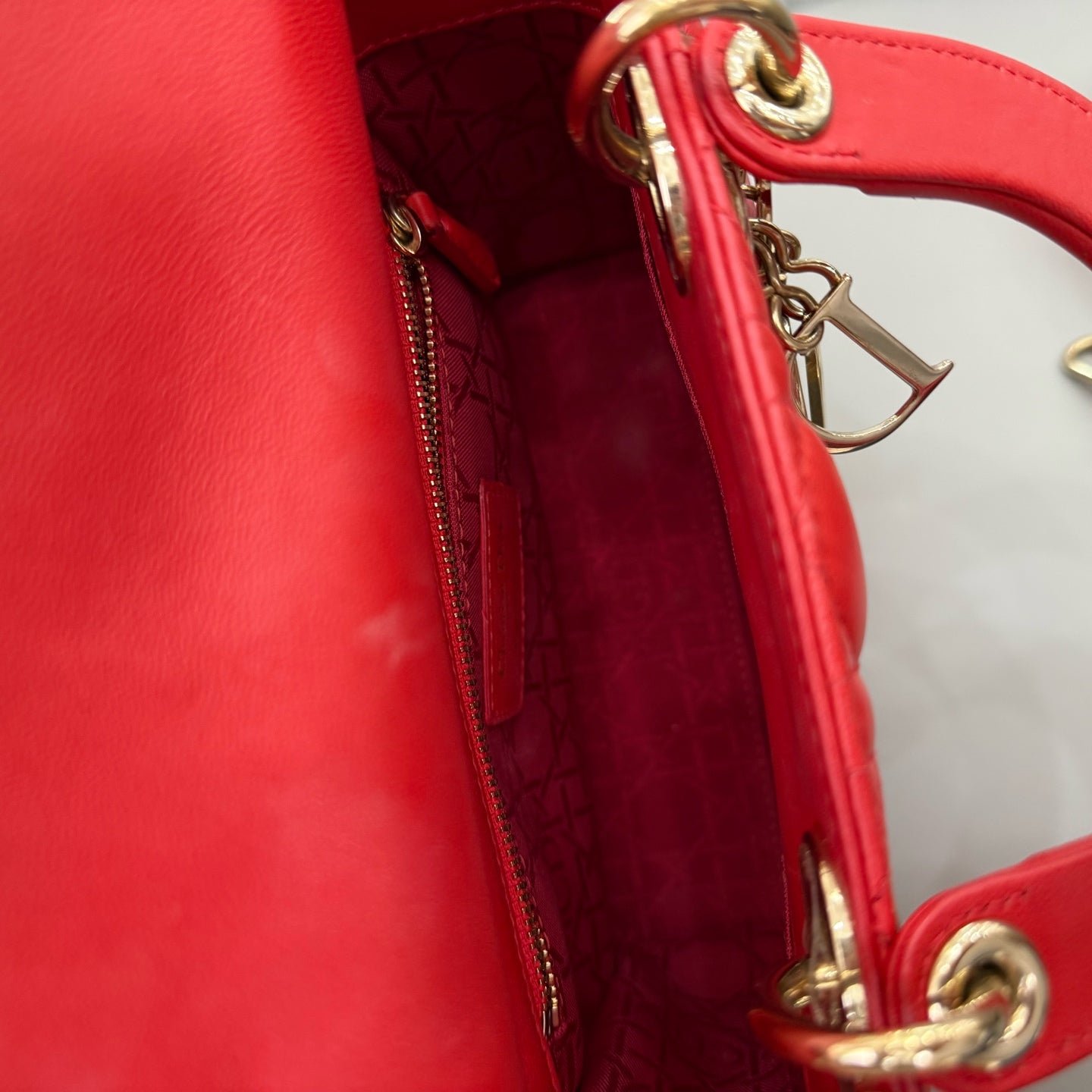 Dior - Lady Dior (Four-Grid / Mini) - Lambskin leather - Red - (mini)