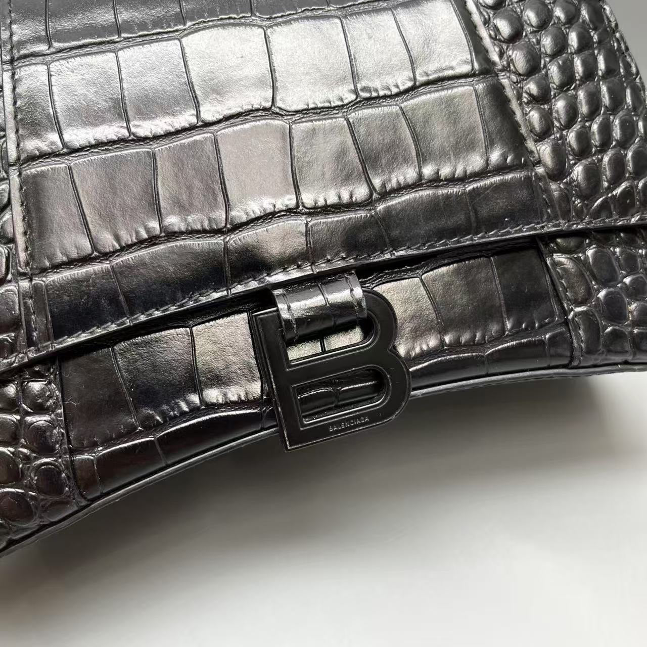Balenciaga - Hourglass Top Handle Bag - Leather - Black - (Small)