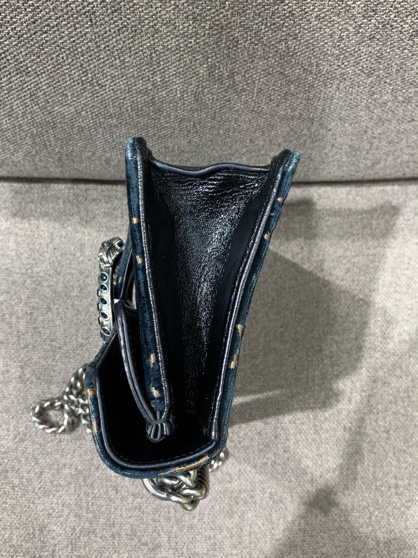 Gucci - Dionysus - Velvet with leather trim - Navy blue with metallic gold accents - (Small)