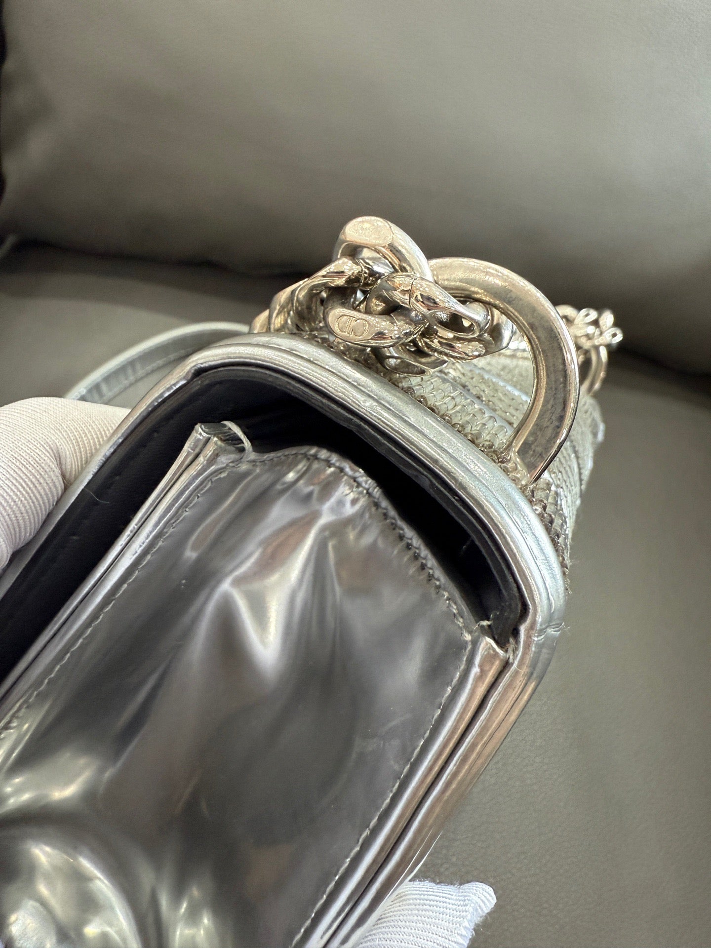 Dior - Diorama Silver Beaded Limited Edition Shield Bag - Metallic leather and micro-beads - Silver - (mini)