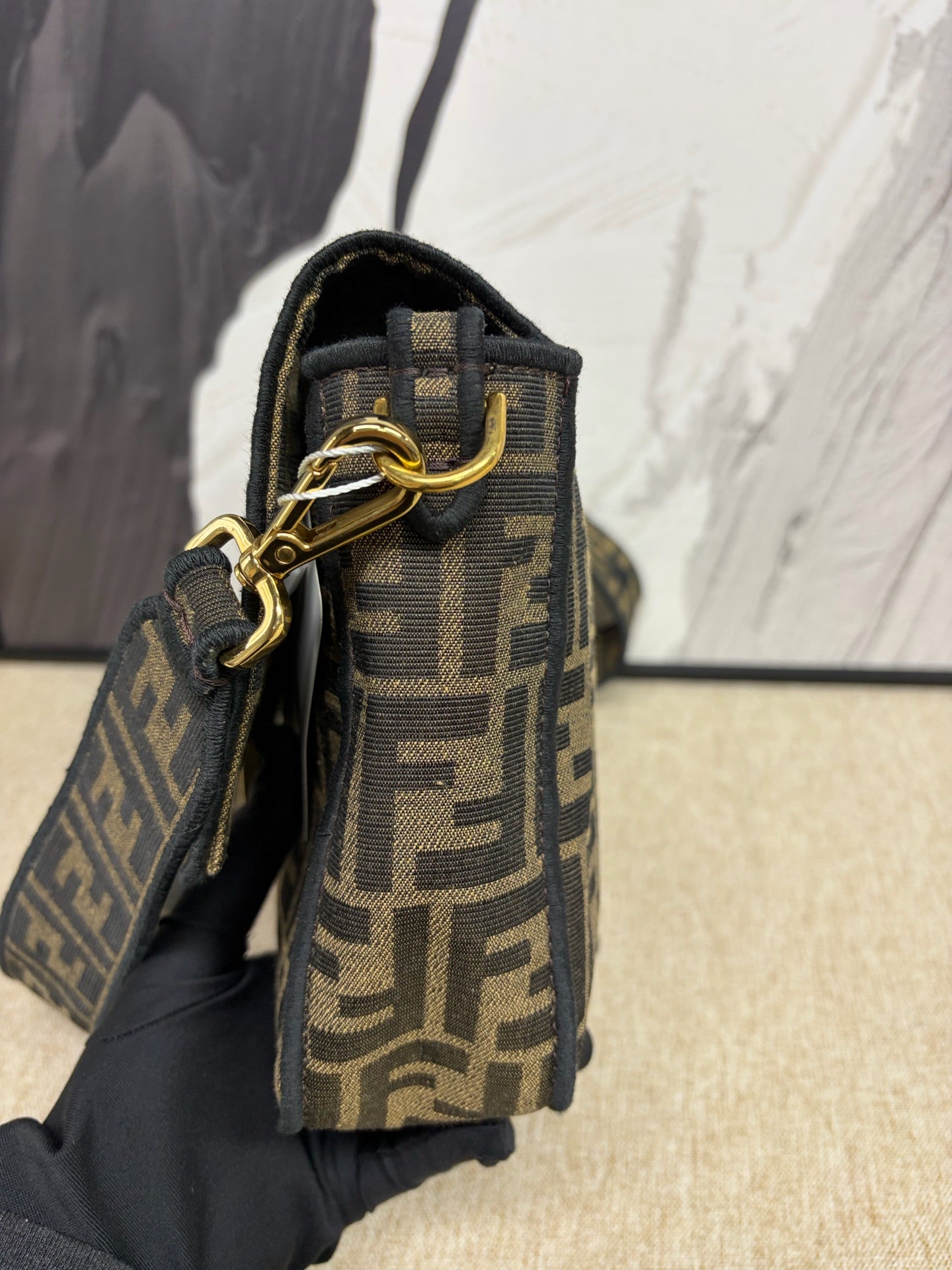 Fendi - Baguette Zucca - Cloth - Brown - (large)