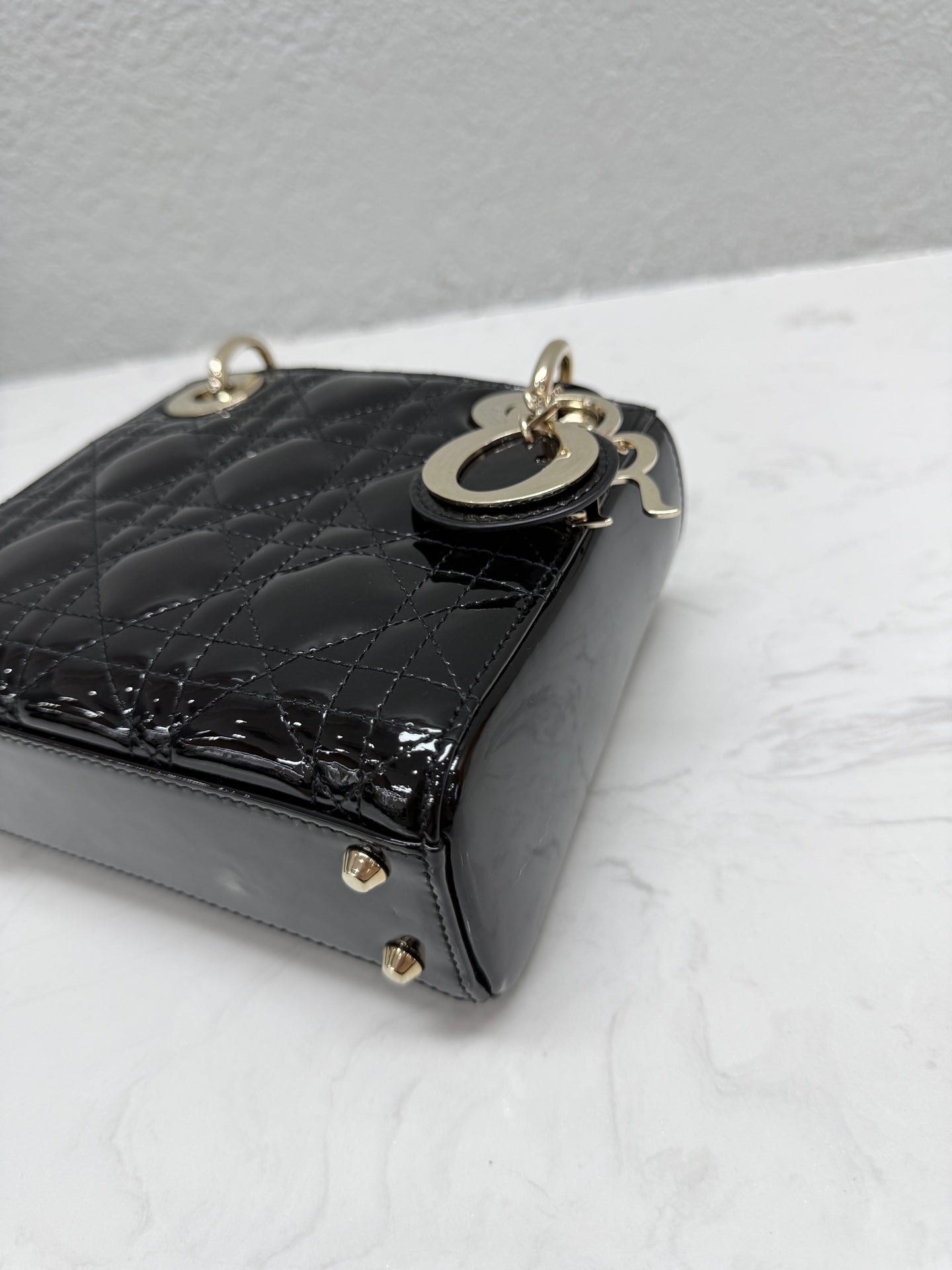 Dior - Lady Dior Mini - Patent leather - Black - (mini)