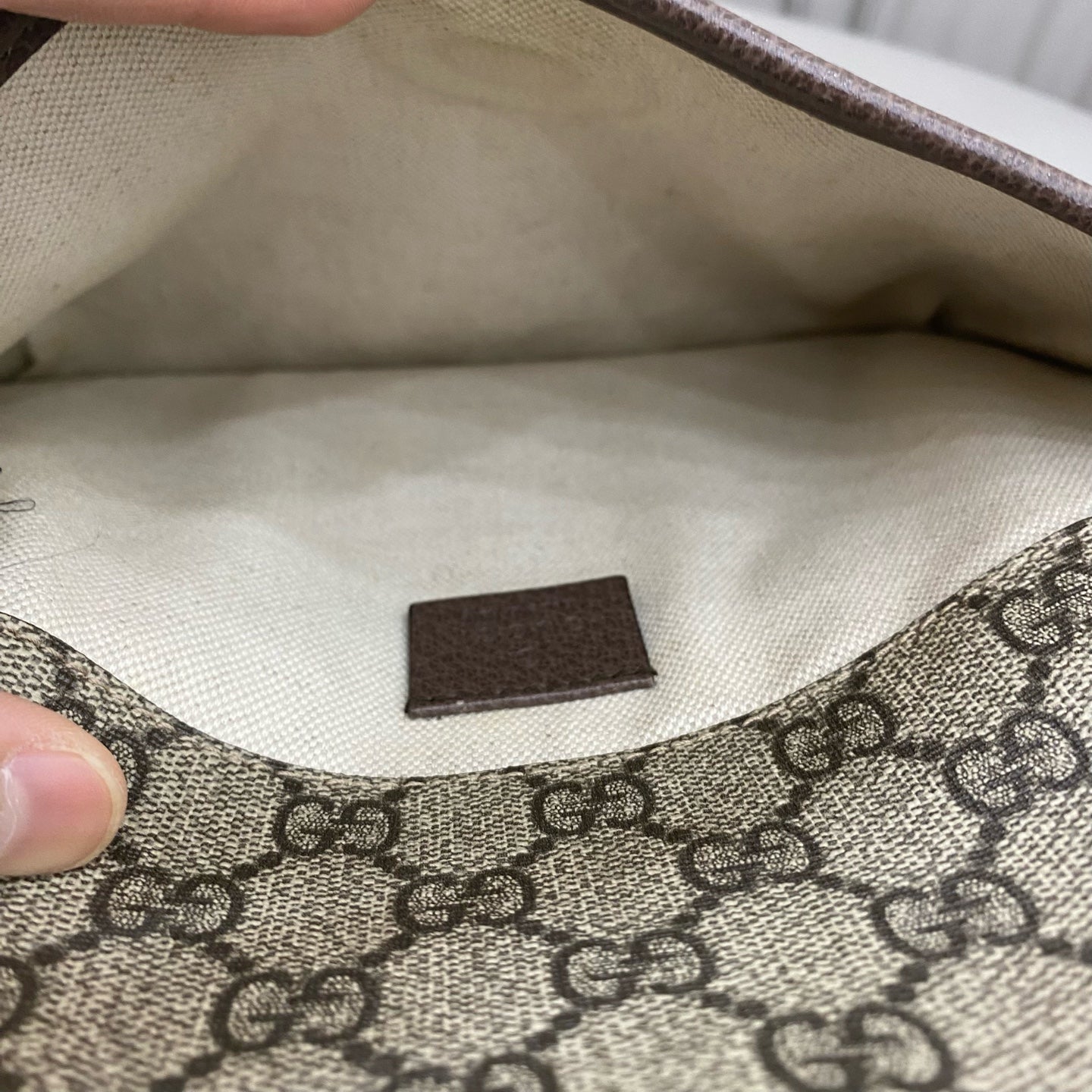 Gucci - GG Supreme Canvas Belt Bag - GG Supreme coated canvas with leather trim and Web stripe fabric strap - Beige - (small)