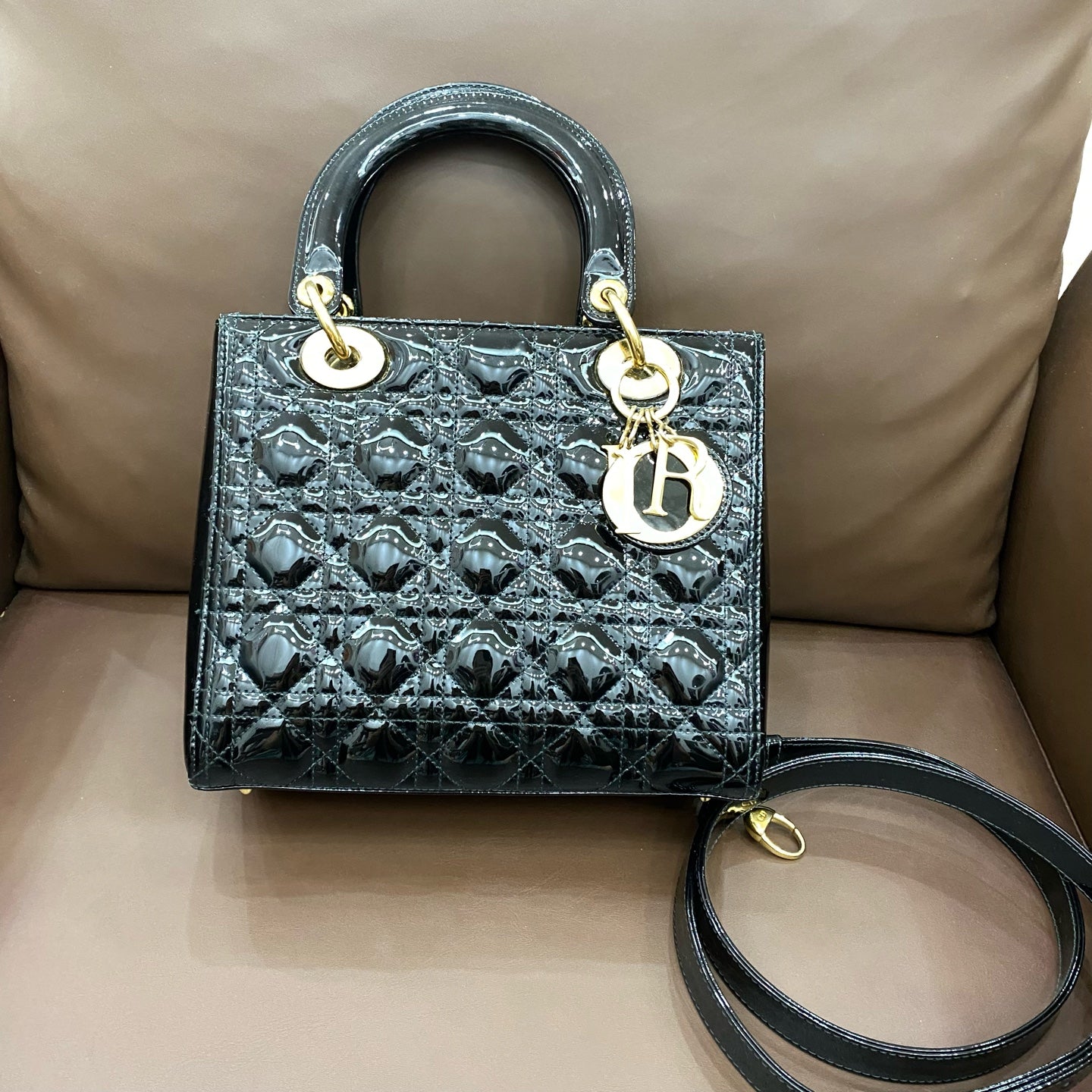 Dior - Lady Dior - Patent leather - Black - (medium)