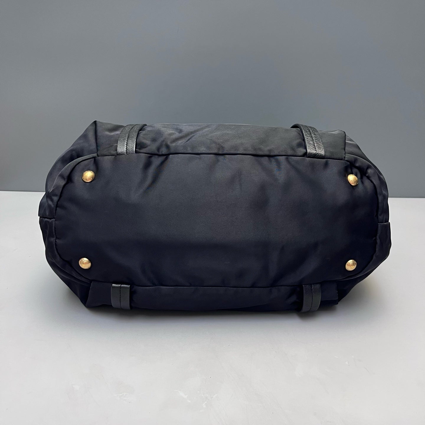 Prada - Gathered Nylon Tote Bag - Nylon with Leather Trim - Black - (large)