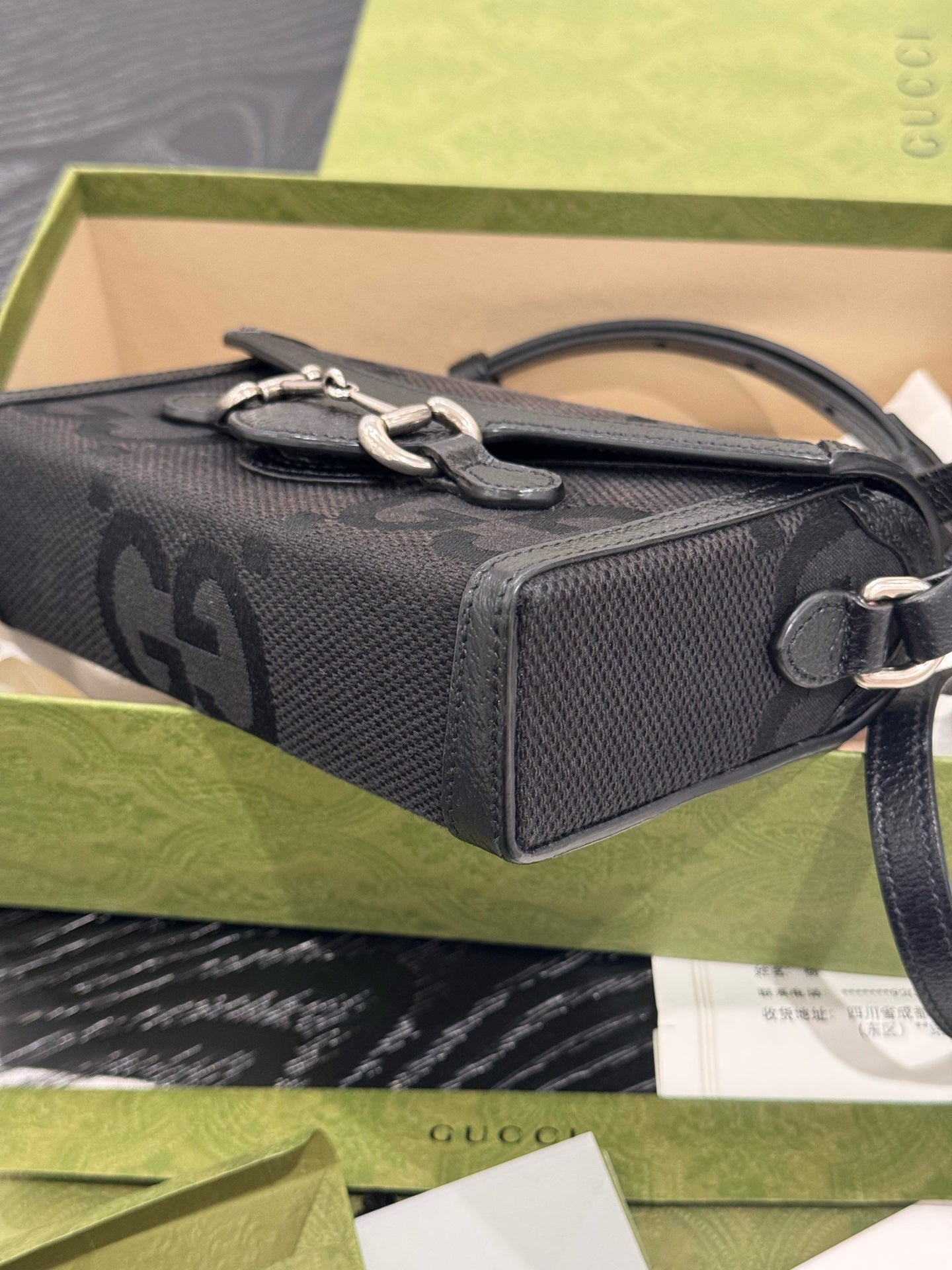 Gucci - 1955 Horsebit Super Mini Bag - GG canvas with leather trim - Black - (mini)