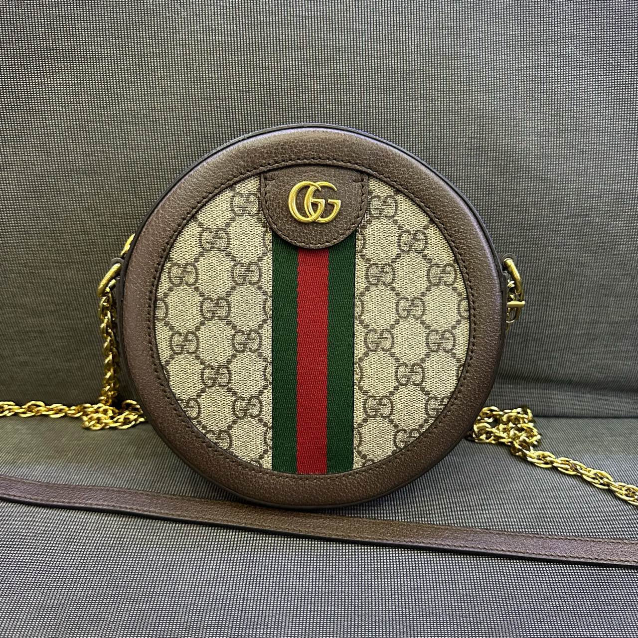 Gucci - Ophidia GG Round Mini Bag - GG Supreme coated canvas with leather trim - Brown - (mini)