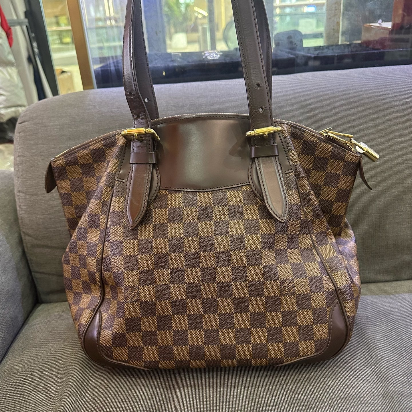 Louis Vuitton - Verona MM - Damier Ebene canvas with leather trim - Brown - (Medium)