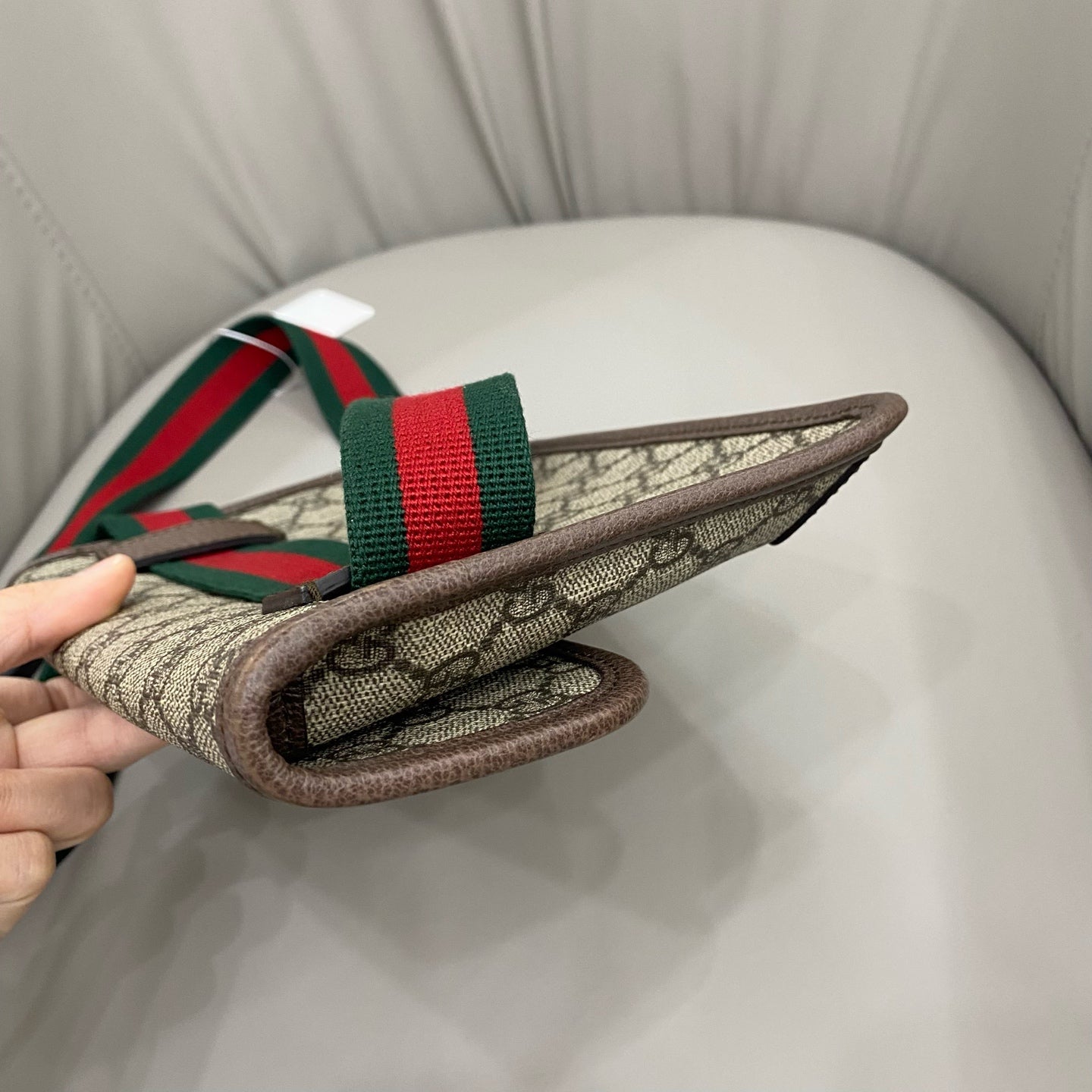 Gucci - GG Supreme Canvas Belt Bag - GG Supreme coated canvas with leather trim and Web stripe fabric strap - Beige - (small)
