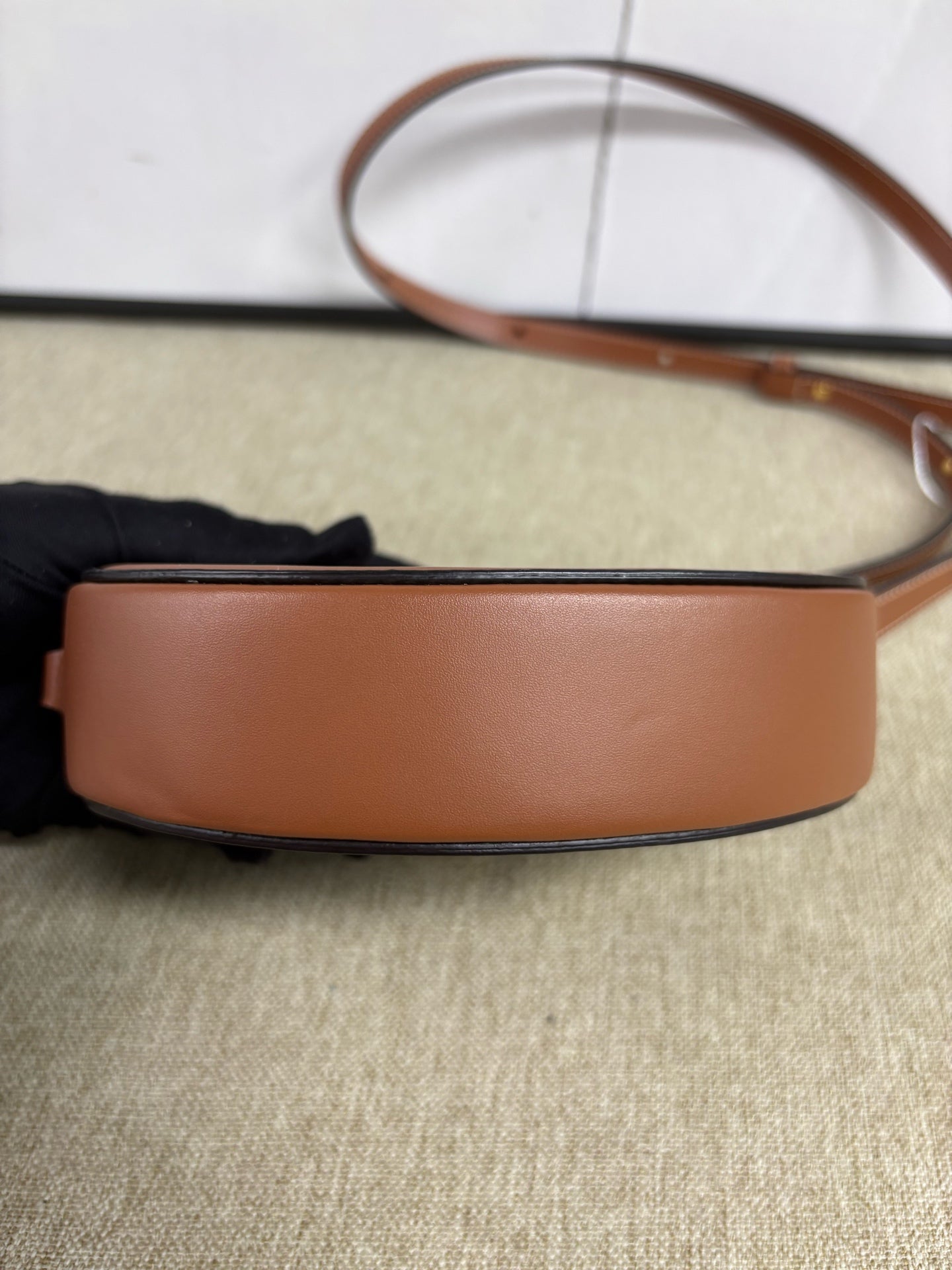 Celine - Triomphe Embossed Mooncake Bag - Leather - Brown - (mini)