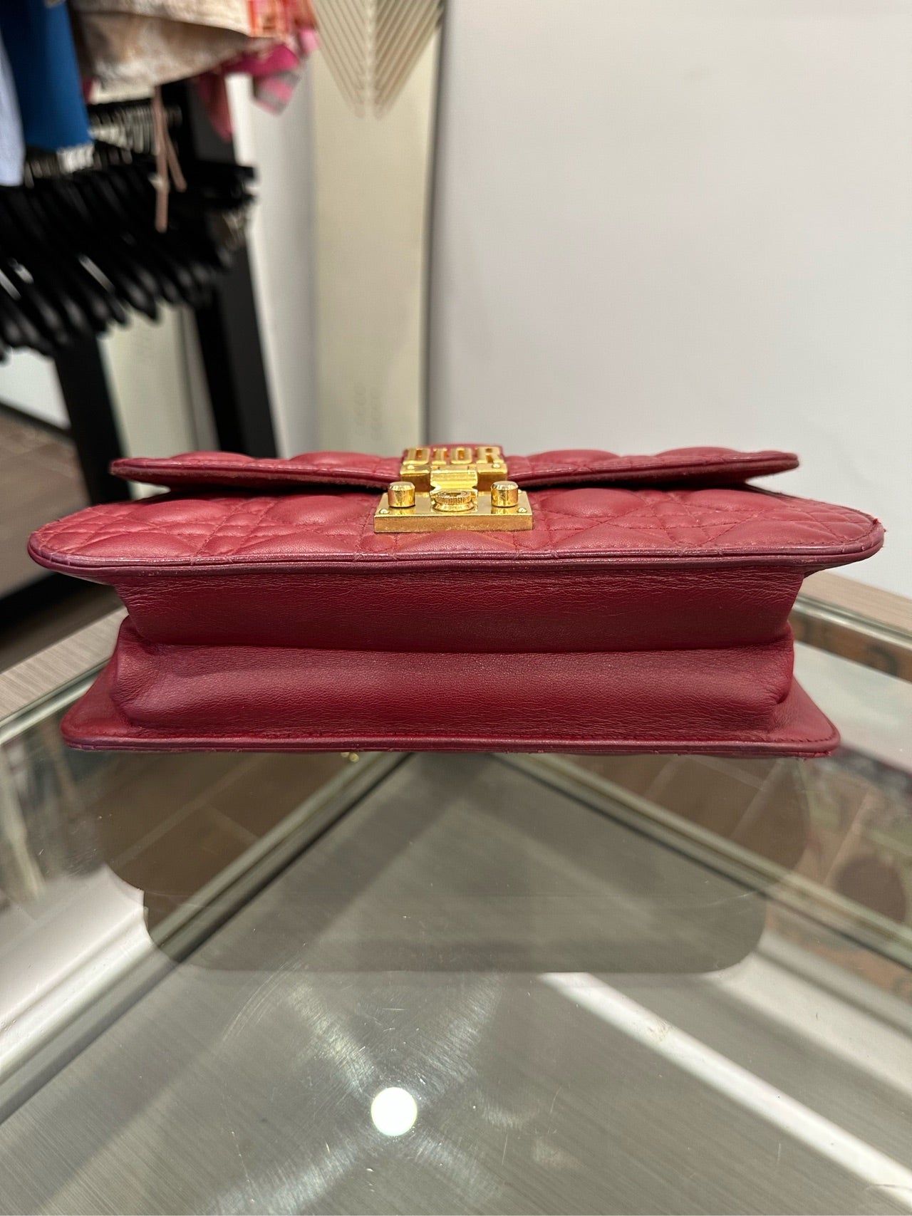 Dior - Addict Flap Shoulder Bag - Lambskin leather - Red with Gold-Tone Hardware - (Medium)
